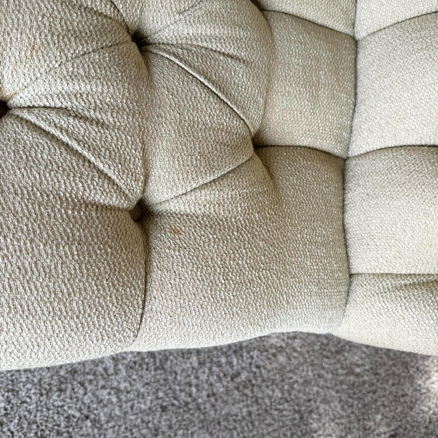 Chrome Mid Century Modern Barcelona Style Tufted Lounge Chair