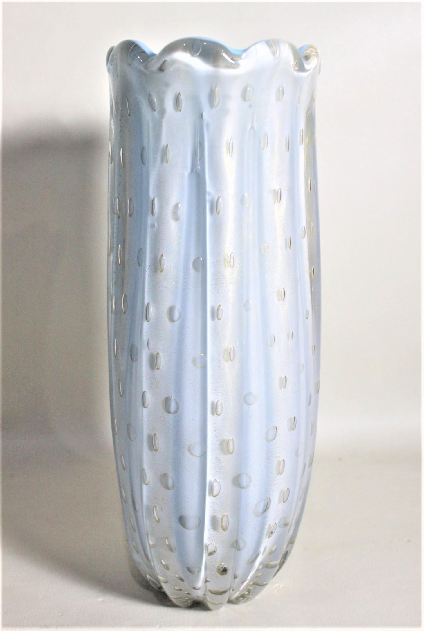 Hand-Crafted Mid-Century Modern Barovier Attributed Murano Cased Art Glass Vase For Sale