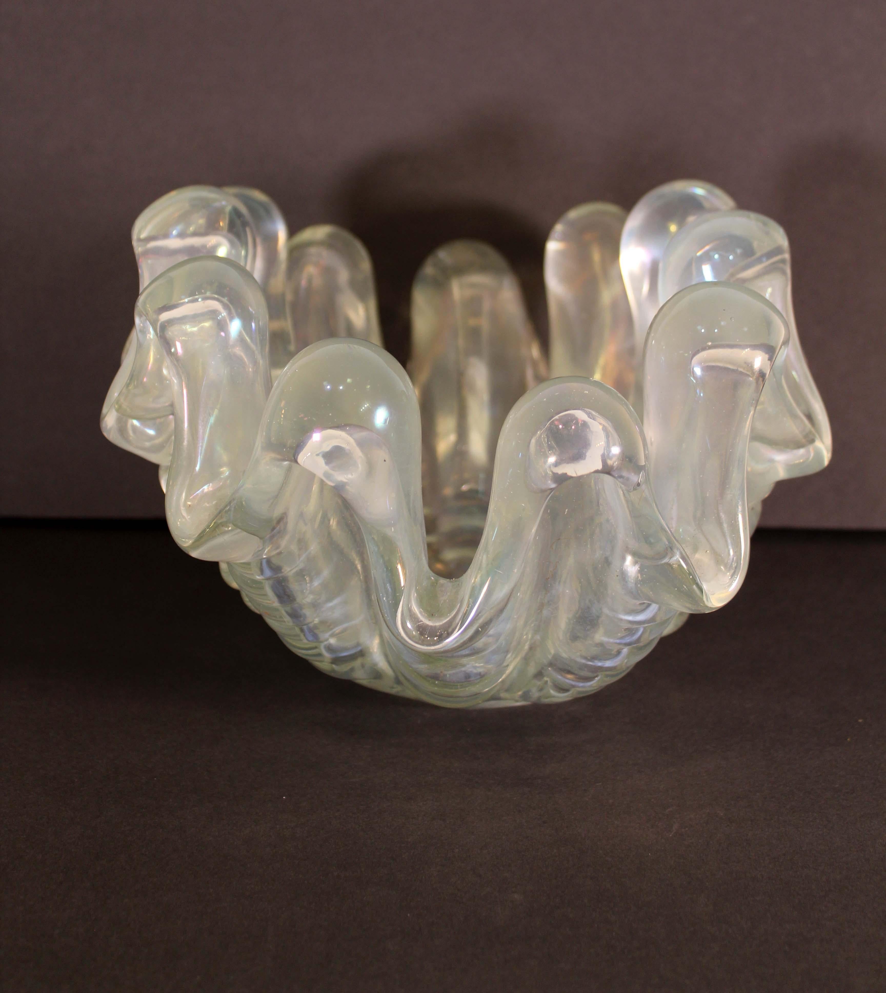 Mid-Century Modern Barovier & Tosa Murano Glass Clam Bowl Italian 2