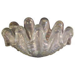 Mid-Century Modern Barovier 
Tosa Murano Glass Clam Bowl Italian