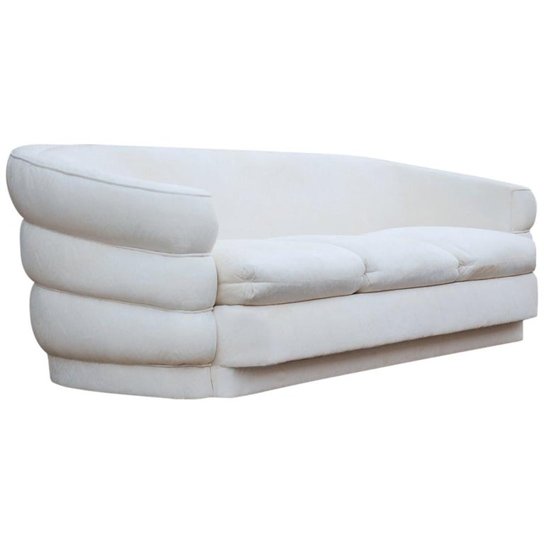 MidCentury Modern Barrel Back Curved Sofa in Art Deco Form For Sale at 1stDibs