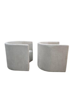 Mid Century Modern Barrel Back Lounge Chairs Newly Reupholstered - Pair