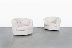 Fauteuils pivotants de style « Mid-Century Modern » à dossier en forme de tonneau, années 1960