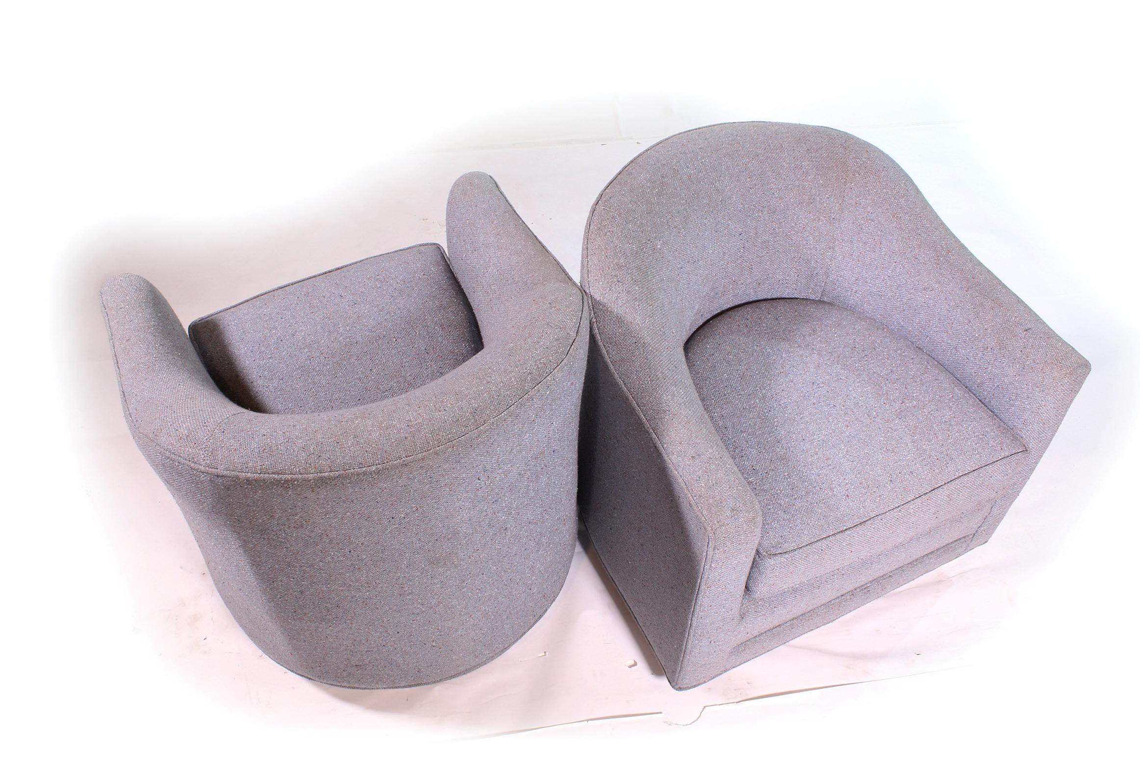 Mid-Century Modern Barrel Swivel Chairs in Style of Milo Baughman Thayer Coggin 5
