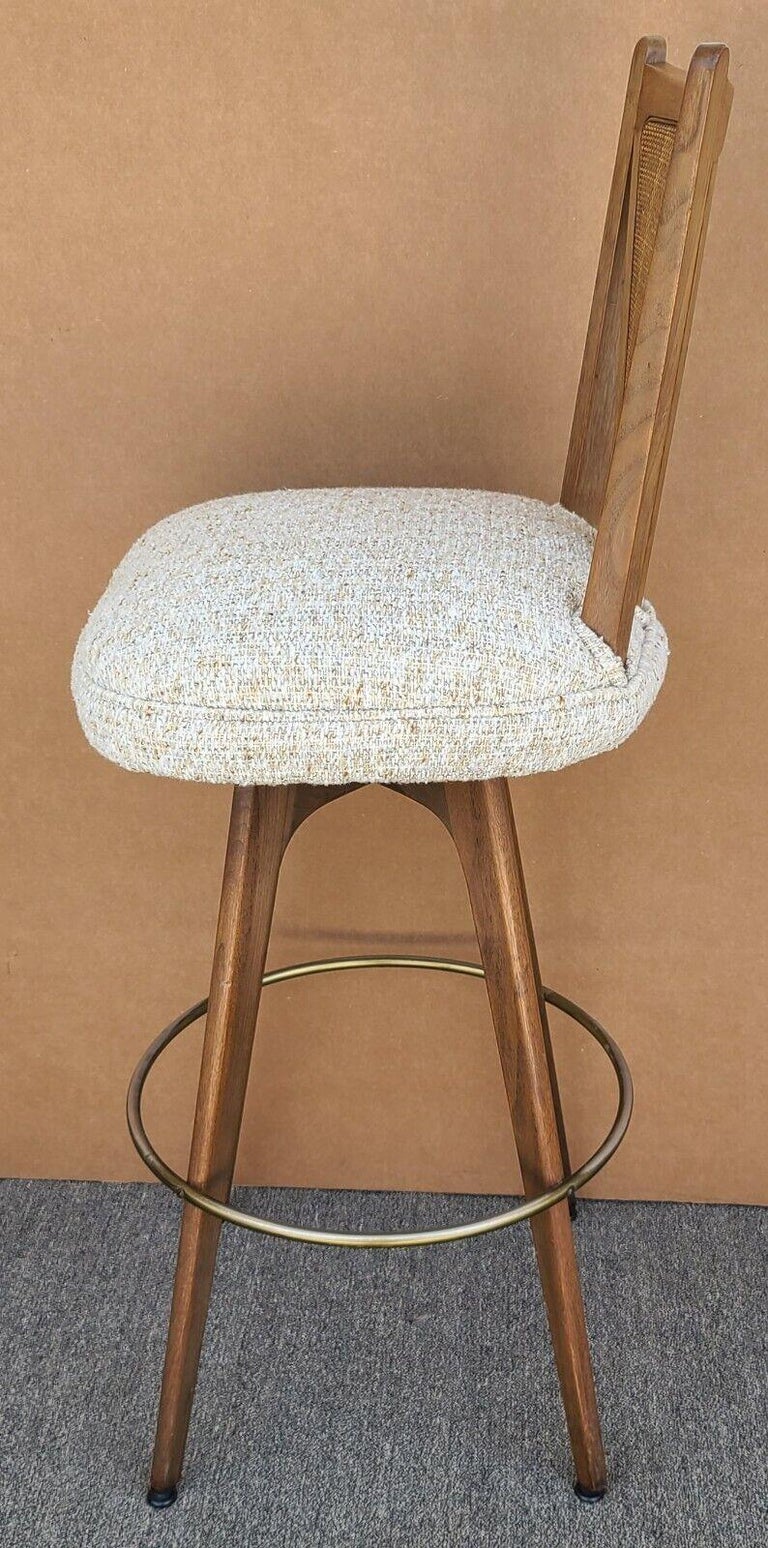 MidCentury Modern Barstool Caned Back 360 Swivel Barstool For Sale at