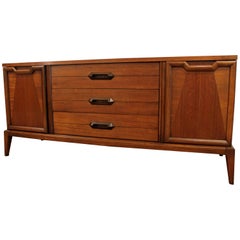 Mid-Century Modern Basic Witz Parquet Door Walnut Credenza