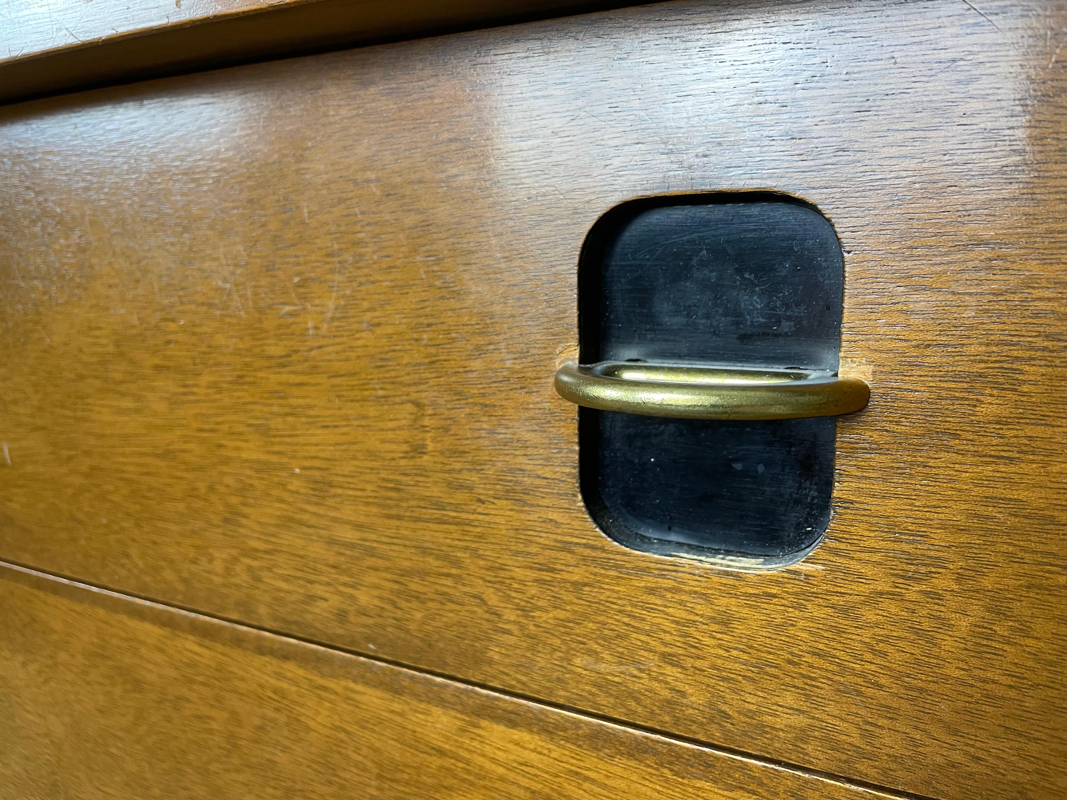 Brass Mid-Century Modern Bassett 9-Drawer Lowboy Dresser