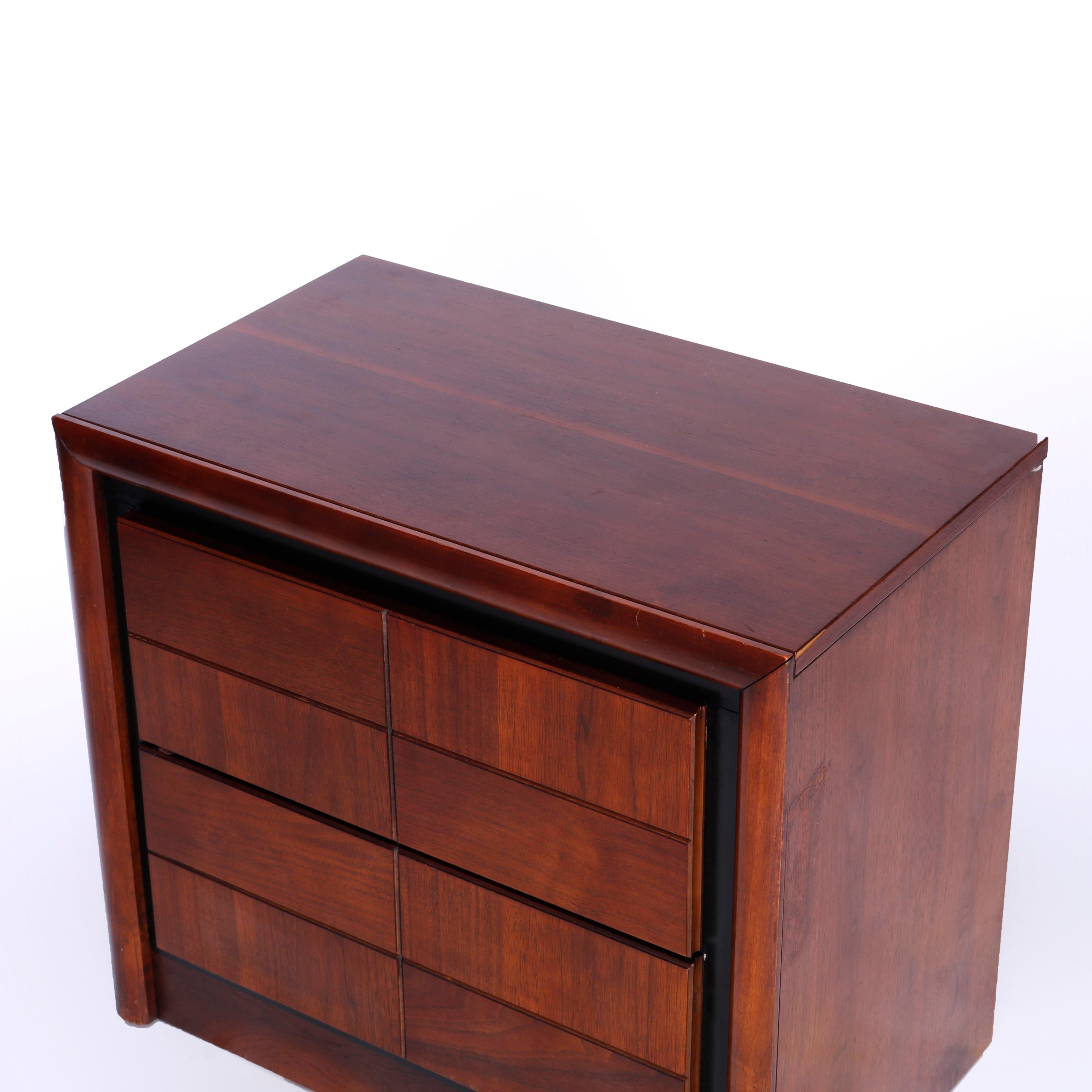 Mid-Century Modern Bassett Bookmatched Mahogany & Ebonized Low Chest 20th C In Good Condition In Big Flats, NY