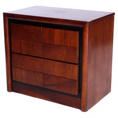 Vintage Mid-Century Modern Bassett Bookmatched Mahogany & Ebonized Low Chest 20th C