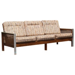 Mid-Century Modern Bassett Sofa Wood Cane and Chrome Baughman Attributed, 1960s