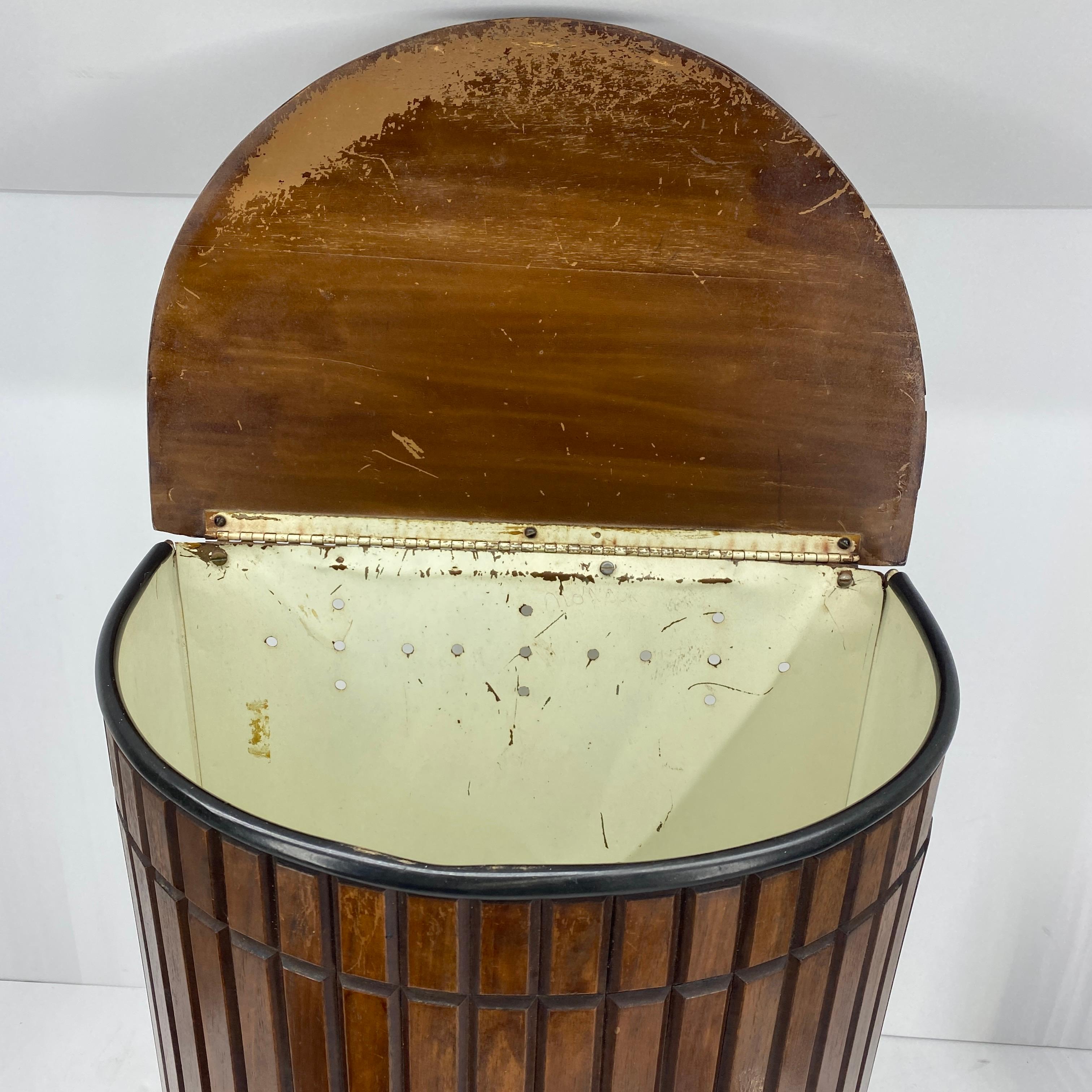 Mid-Century Modern Walnut Bathroom Hamper and Wastebasket Set, Circa 1960's 4