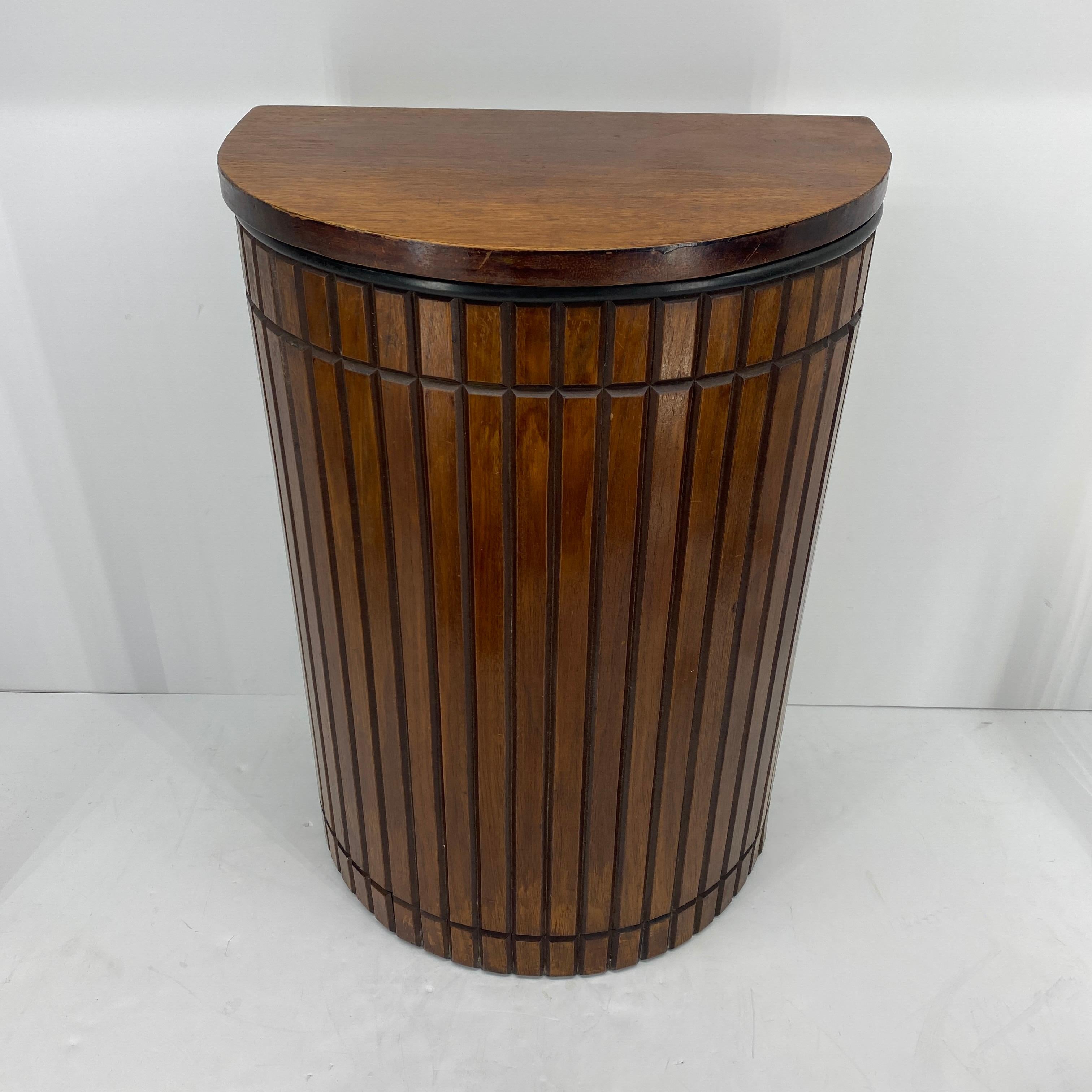 American Mid-Century Modern Walnut Bathroom Hamper and Wastebasket Set, Circa 1960's