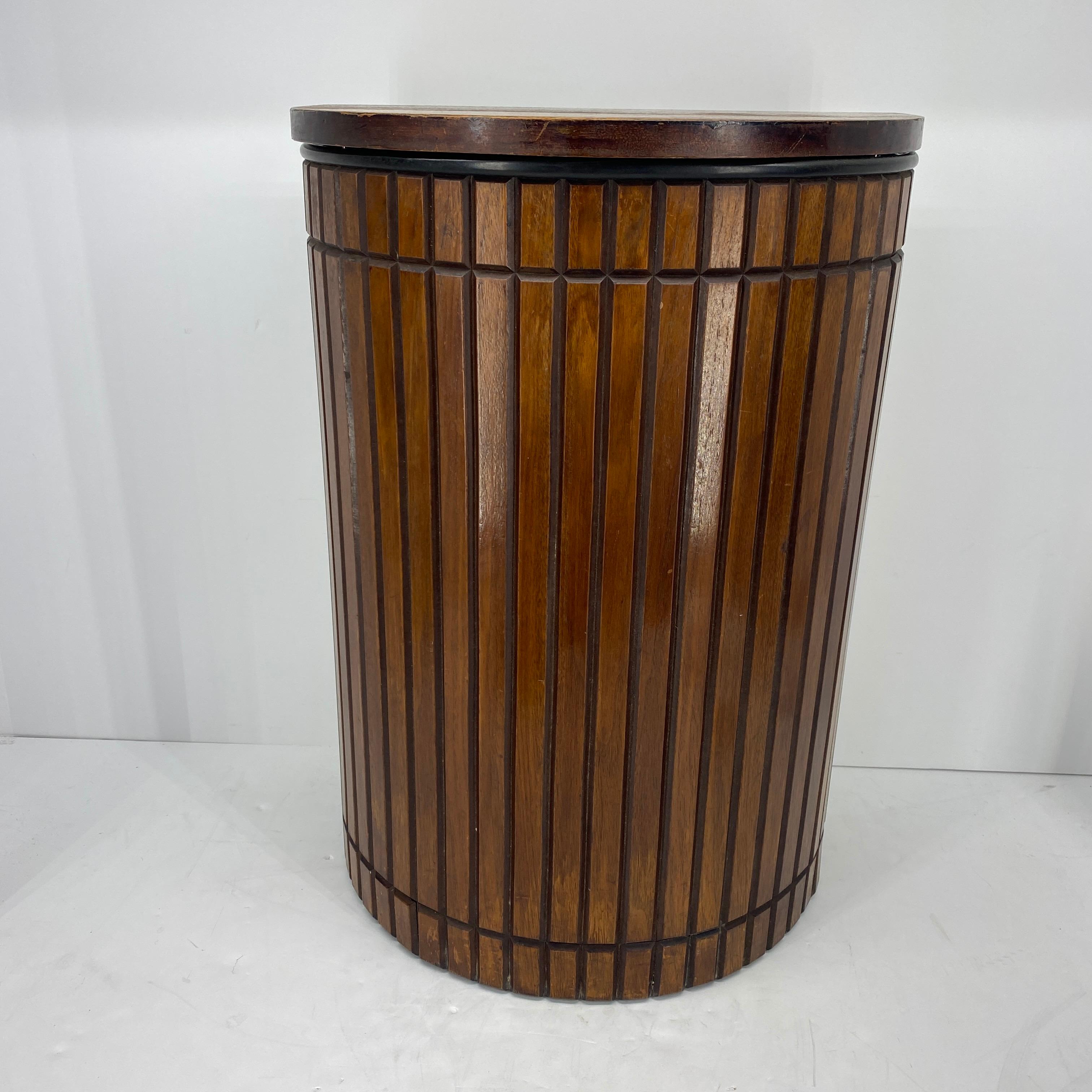 Hand-Crafted Mid-Century Modern Walnut Bathroom Hamper and Wastebasket Set, Circa 1960's