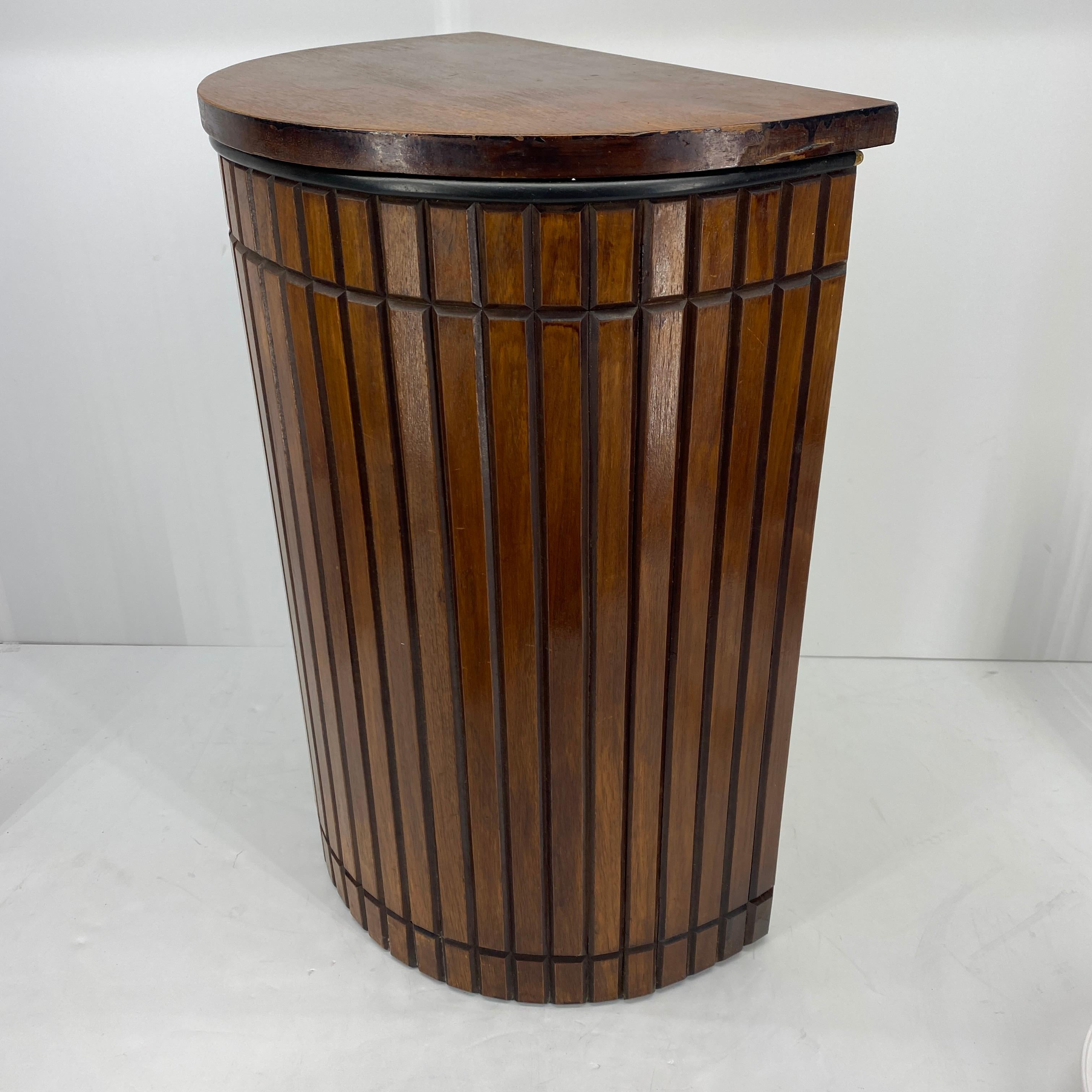 20th Century Mid-Century Modern Walnut Bathroom Hamper and Wastebasket Set, Circa 1960's