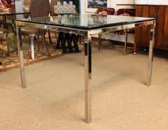 Mid-Century Modern Baughman Chrome and Glass Square Dinette Game Table, 1970s