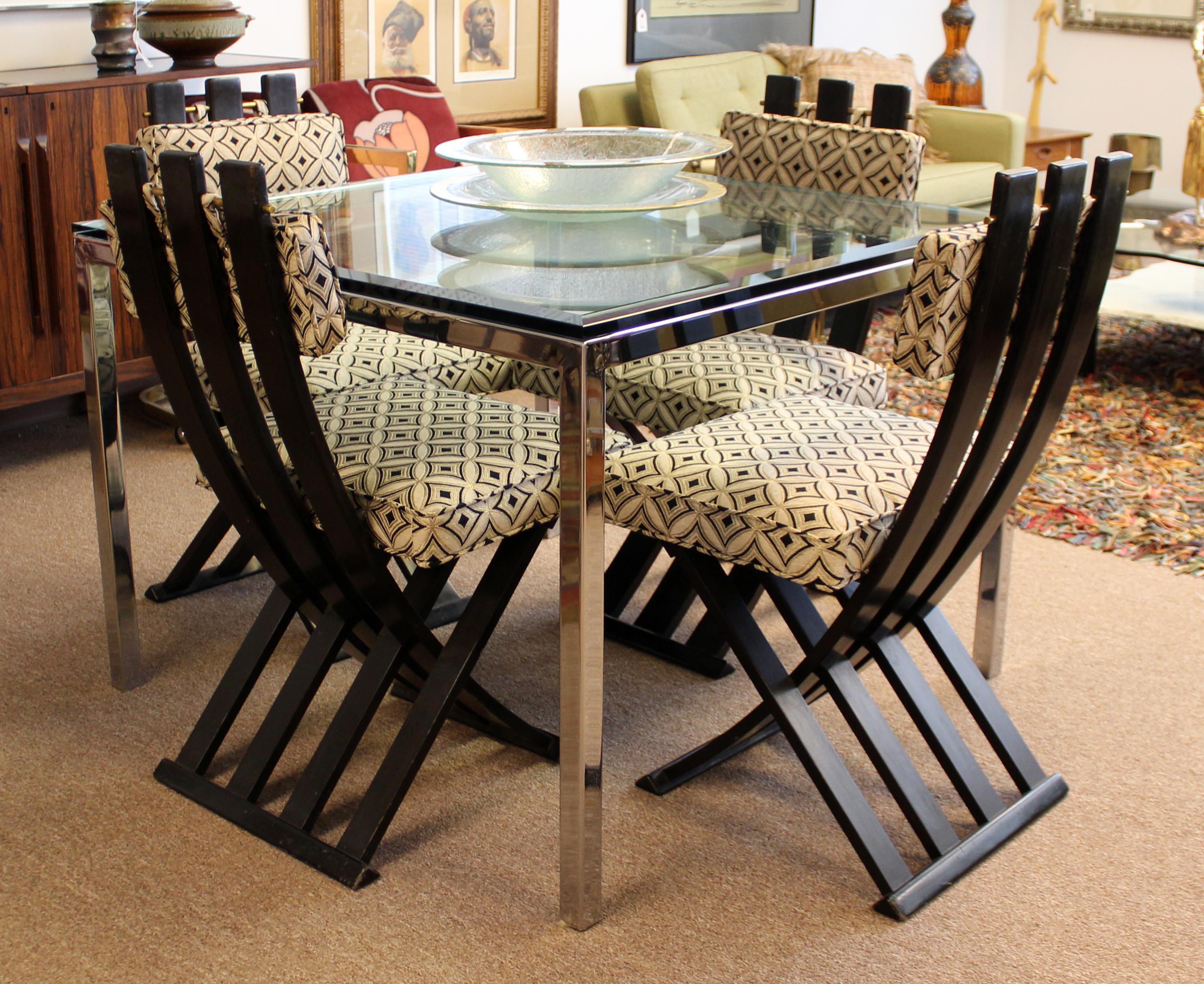 Late 20th Century Mid-Century Modern Baughman Chrome and Glass Square Dinette Game Table, 1970s
