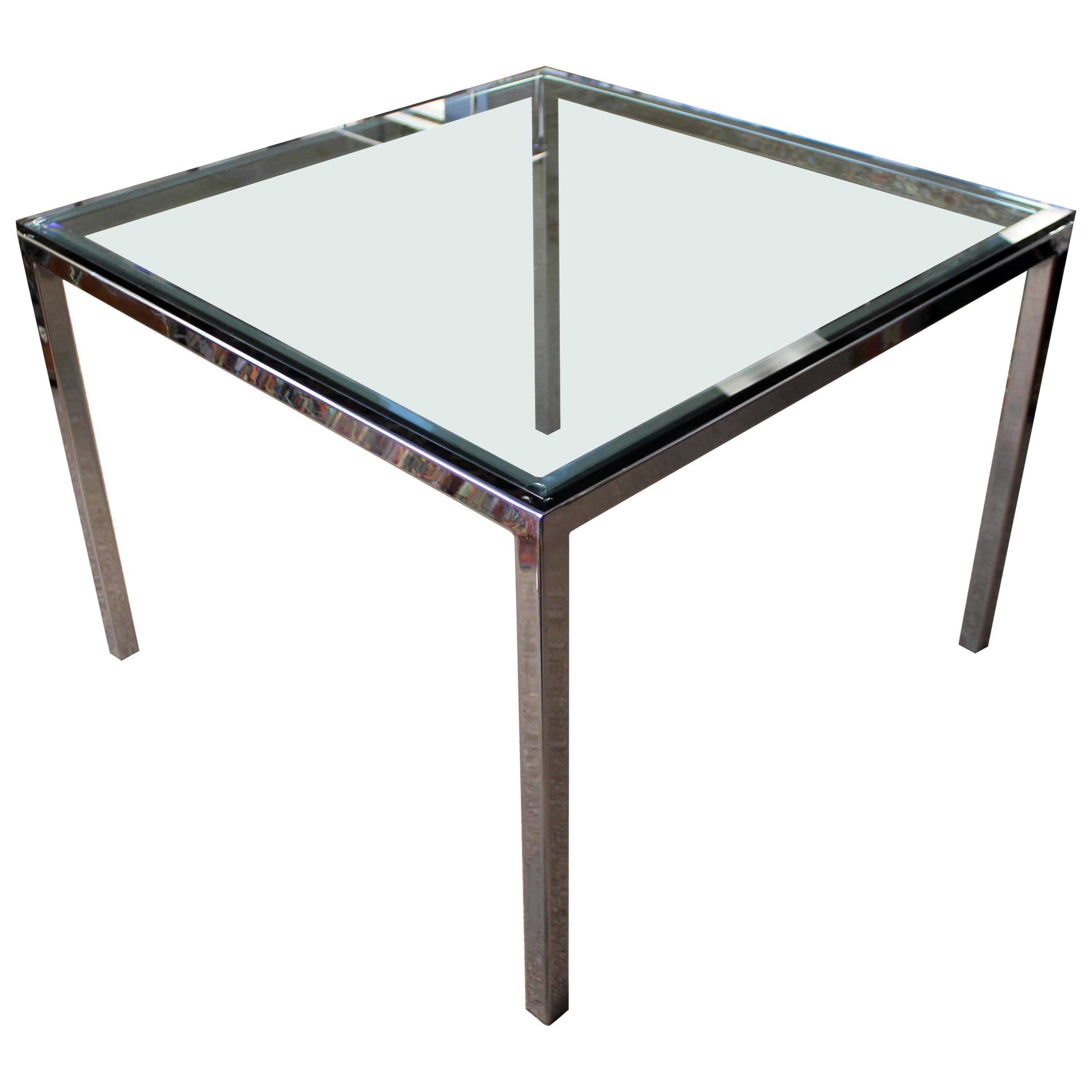 Mid-Century Modern Baughman Chrome and Glass Square Dinette Game Table, 1970s