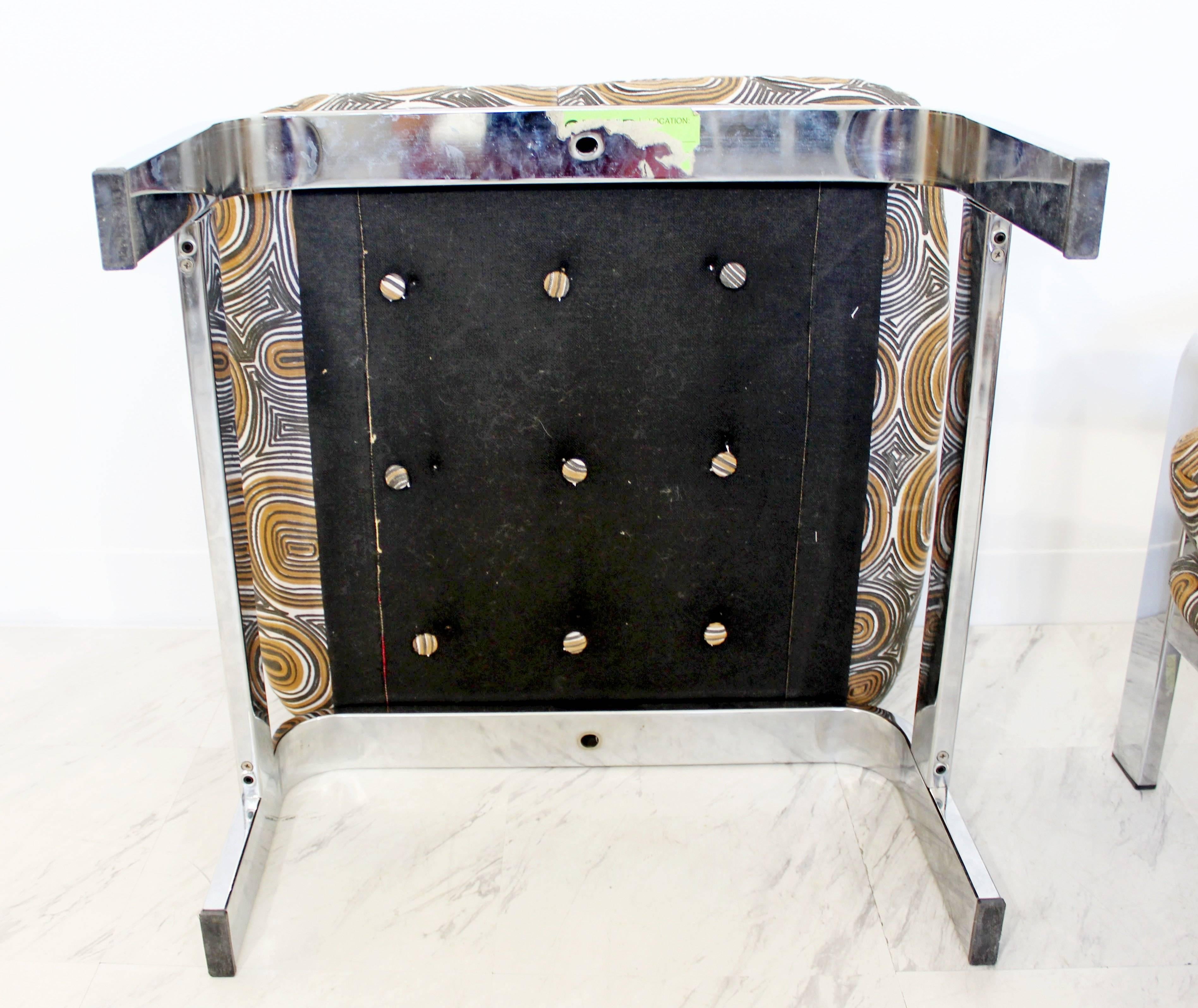 Mid-Century Modern Baughman Chrome Steel Reclining Lounge Chair Ottoman Selig 4