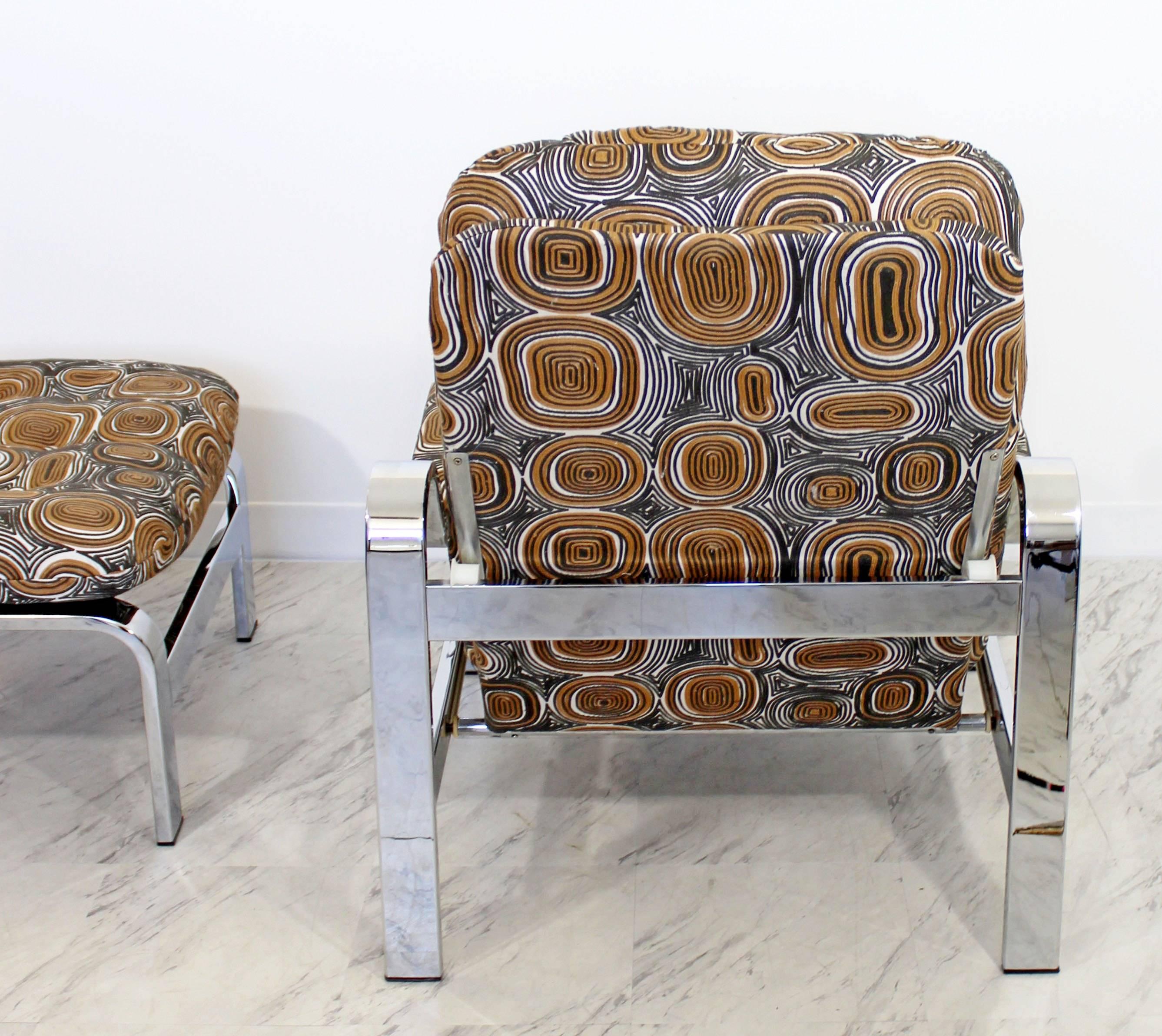 Mid-Century Modern Baughman Chrome Steel Reclining Lounge Chair Ottoman Selig 2