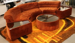 Mid-Century Modern Baughman Curved Sectional Sofa & Side Coffee Table Set, 1970s