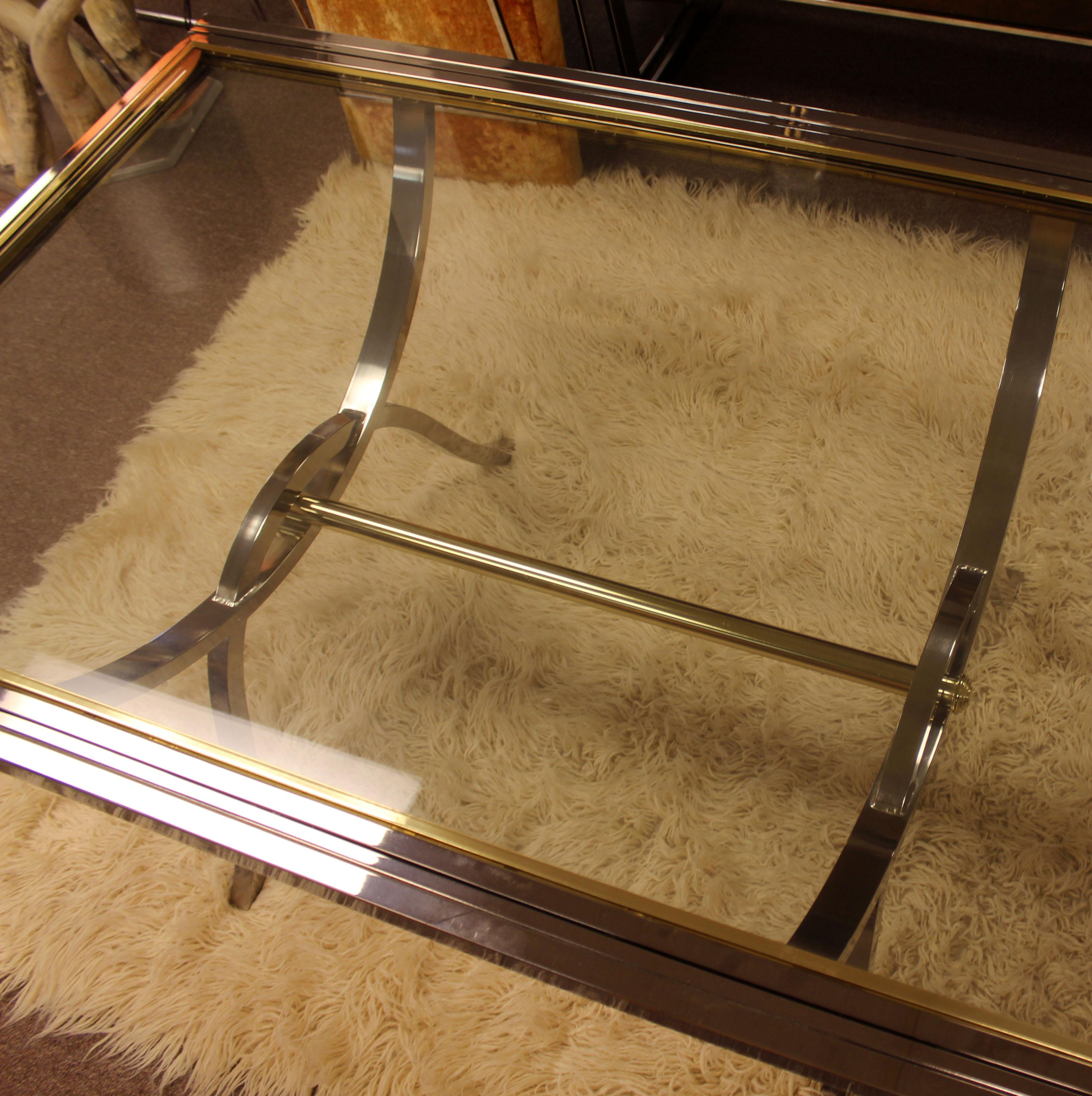 Mid-Century Modern Baughman DIA Chrome Brass Glass Extendable Dining Table 1970s 5