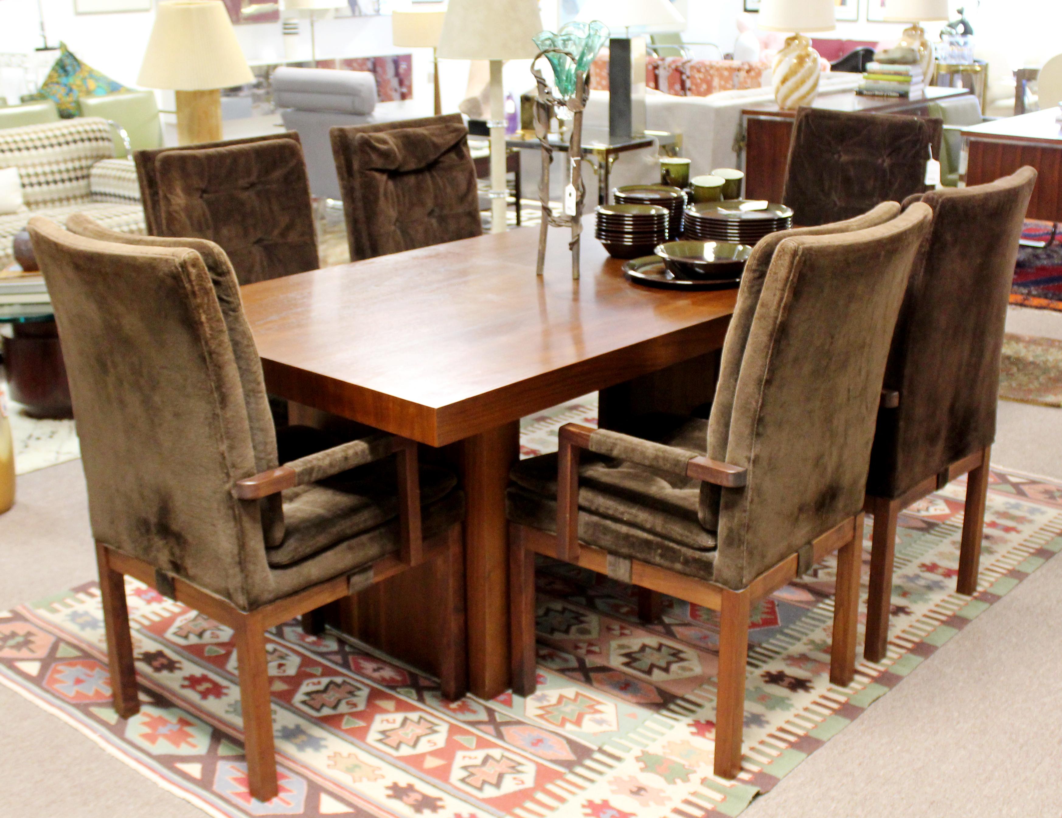 American Mid-Century Modern Dillingham Dining Set Table & 6 Dining Armchairs