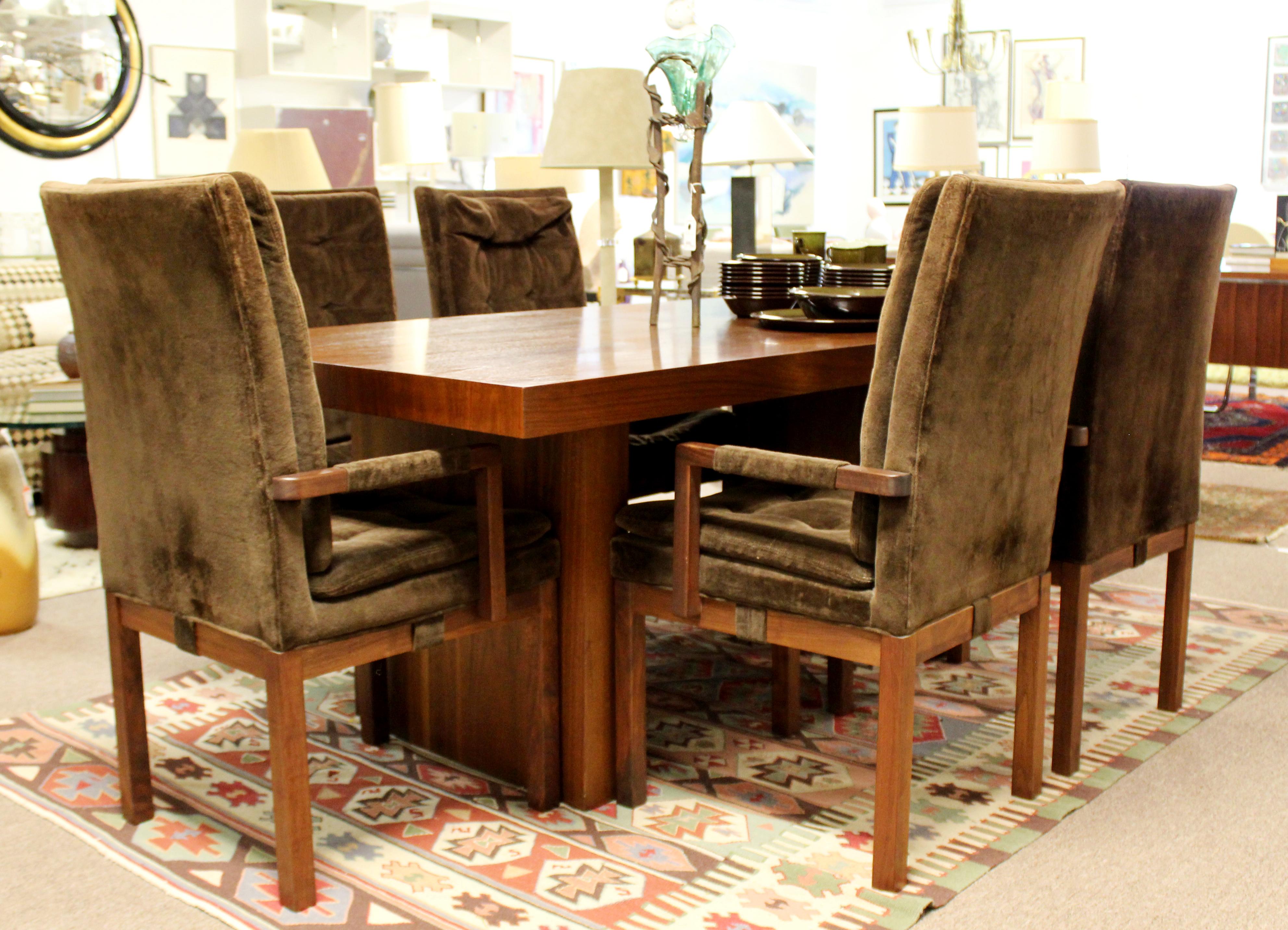 Mid-Century Modern Dillingham Dining Set Table & 6 Dining Armchairs In Good Condition In Keego Harbor, MI