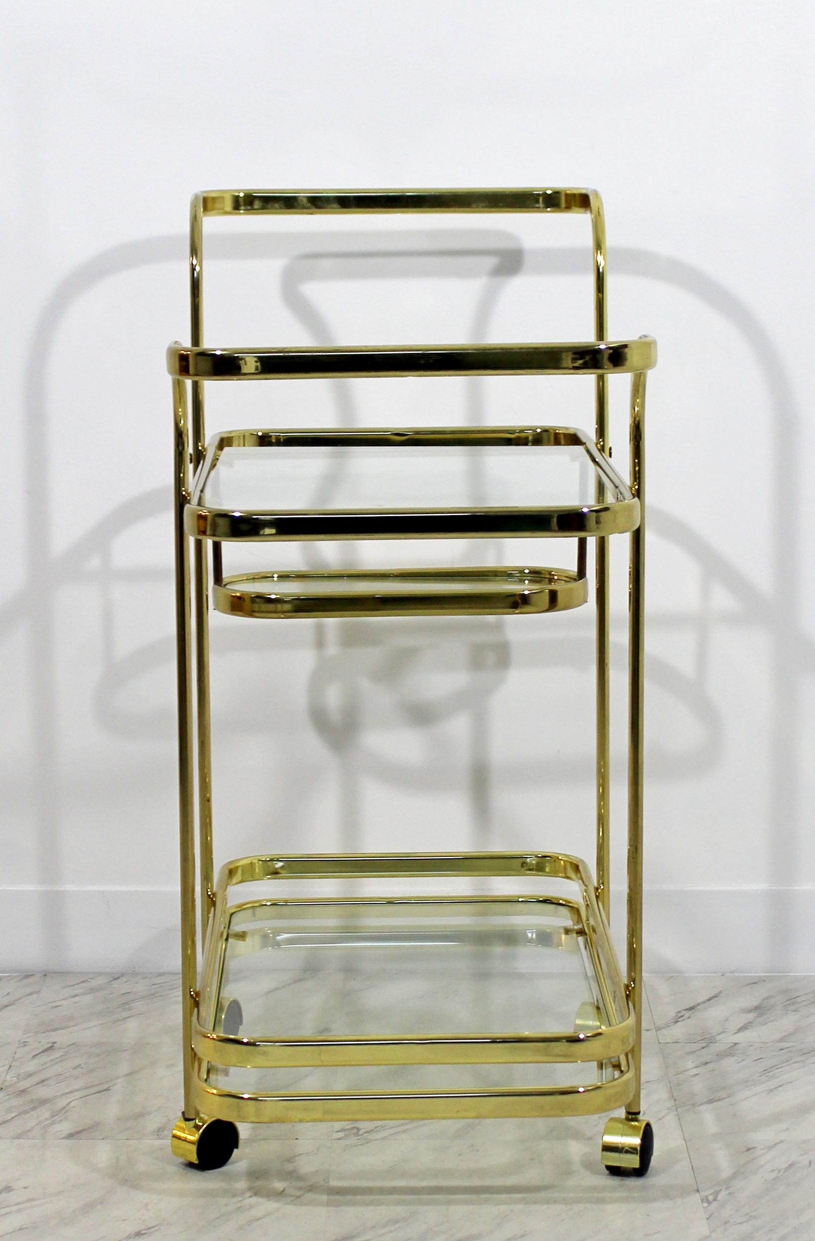 American Mid-Century Modern Baughman for DIA Brass Glass Bart Cart Hollywood Regency