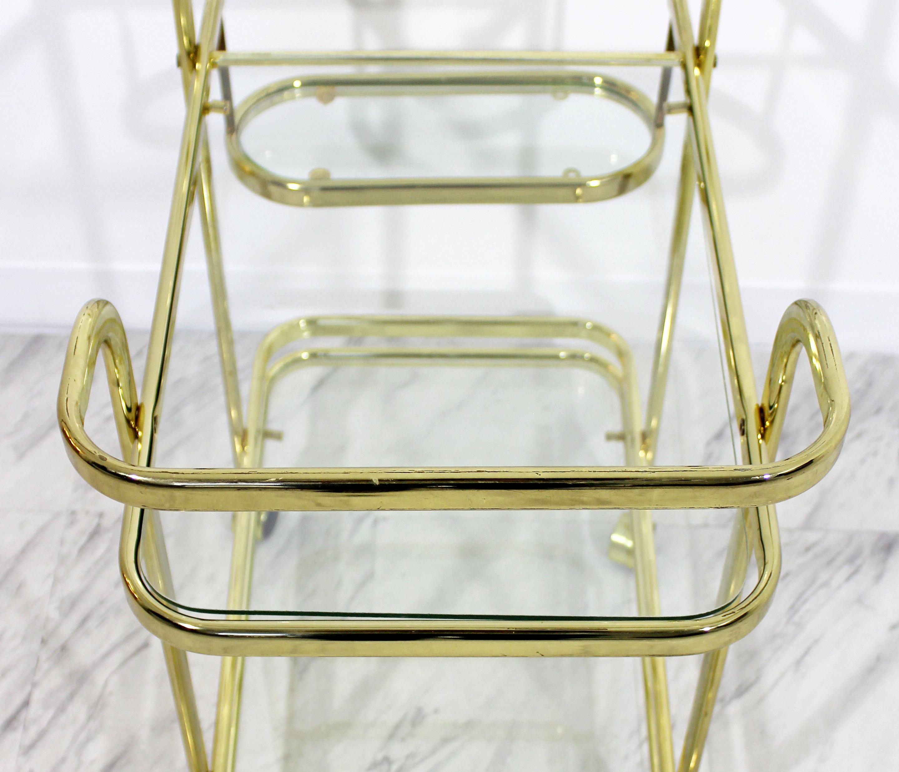 Mid-Century Modern Baughman for DIA Brass Glass Bart Cart Hollywood Regency In Good Condition In Keego Harbor, MI
