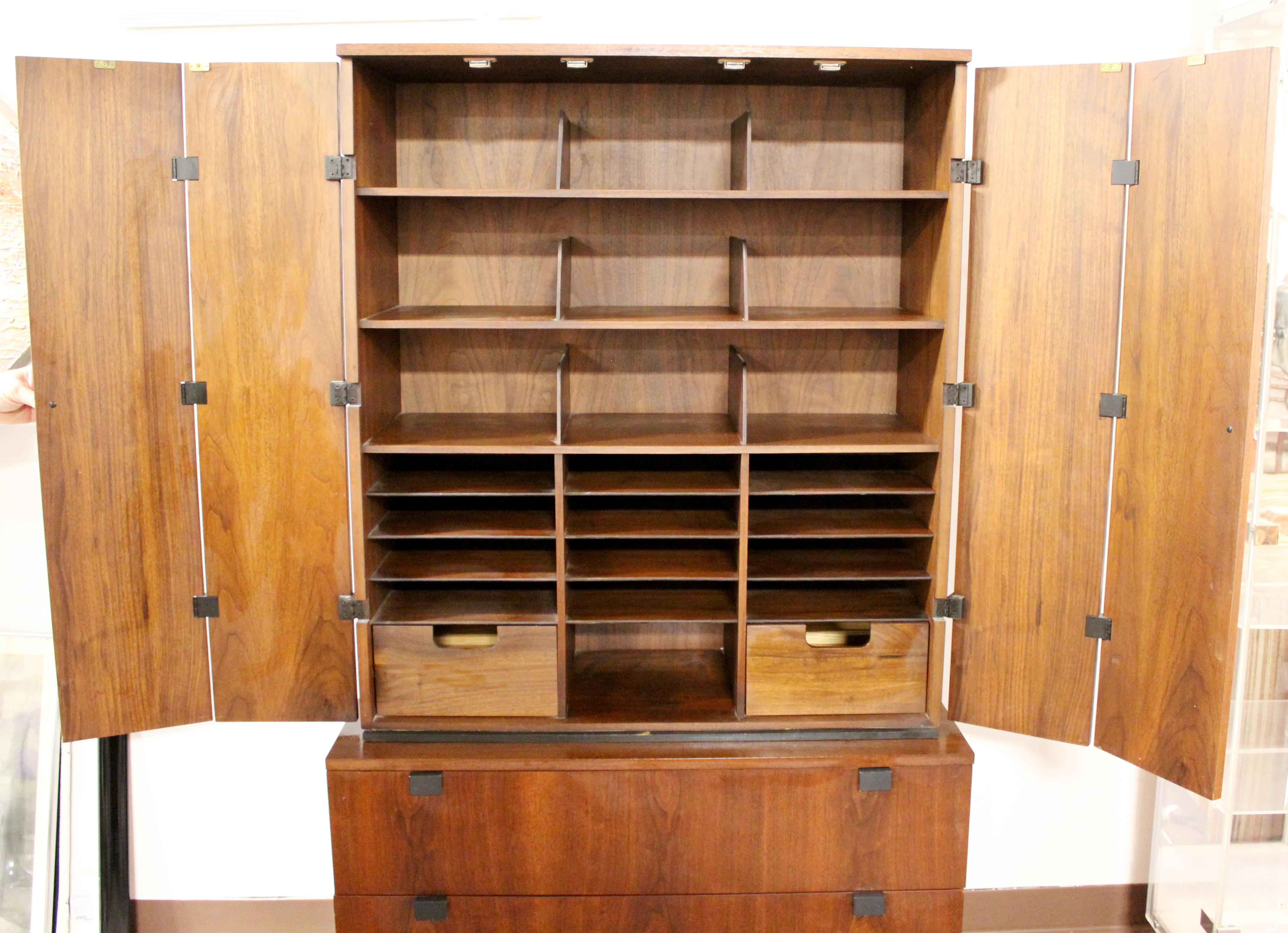 Mid-Century Modern Baughman for Directional Armoire Wardrobe Dresser Walnut Wood 1