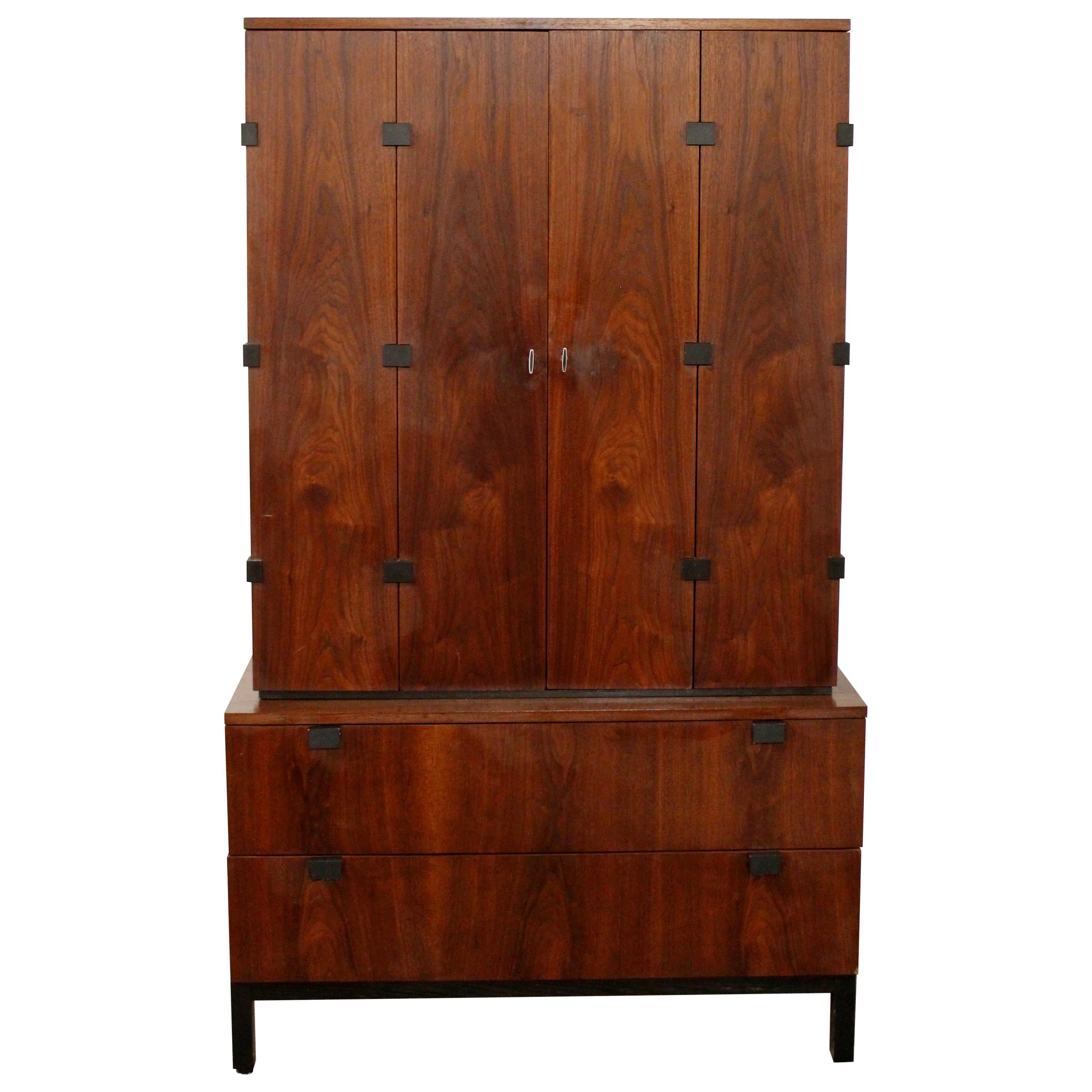 Mid-Century Modern Baughman for Directional Armoire Wardrobe Dresser Walnut Wood