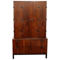 Vintage Mid-Century Modern Baughman for Directional Armoire Wardrobe Dresser Walnut Wood