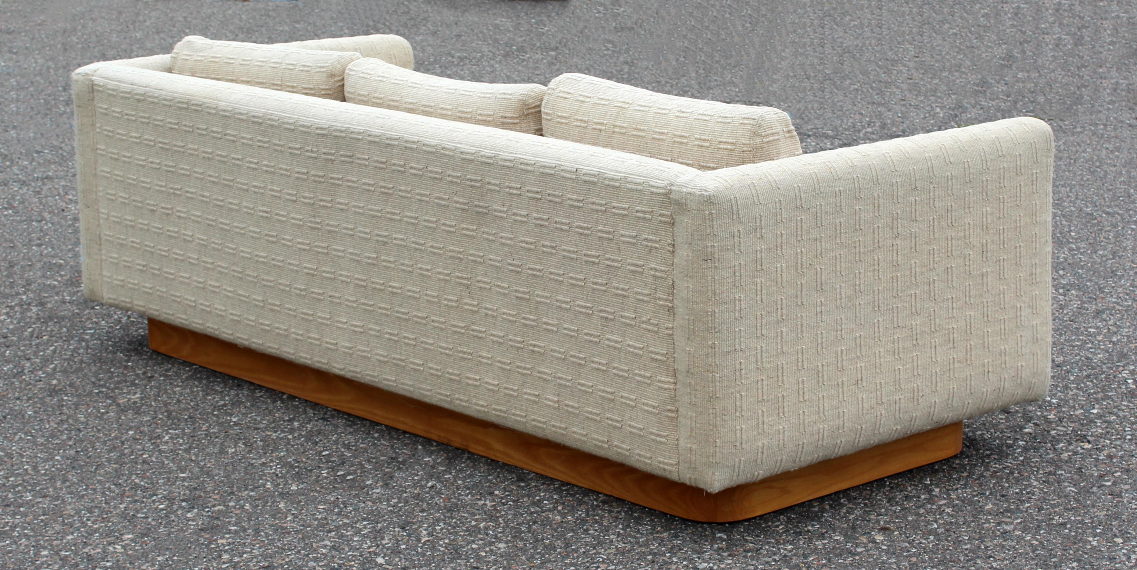 Upholstery Mid-Century Modern Baughman for Forecast Sofa Wood Plinth Base Dunbar Era