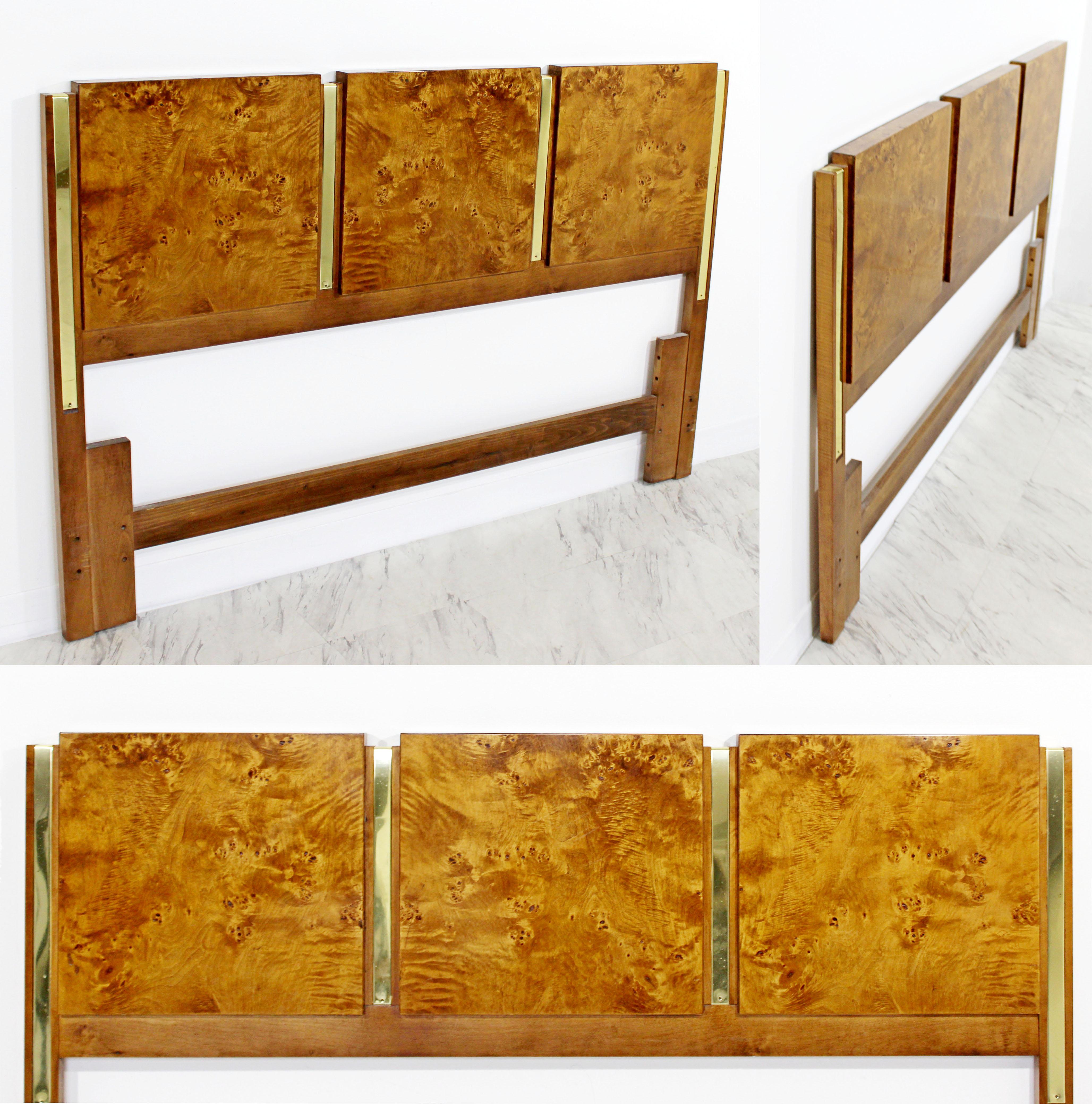 American Mid-Century Modern Baughman for Founders Burl Wood Brass 4-Piece Bedroom Set