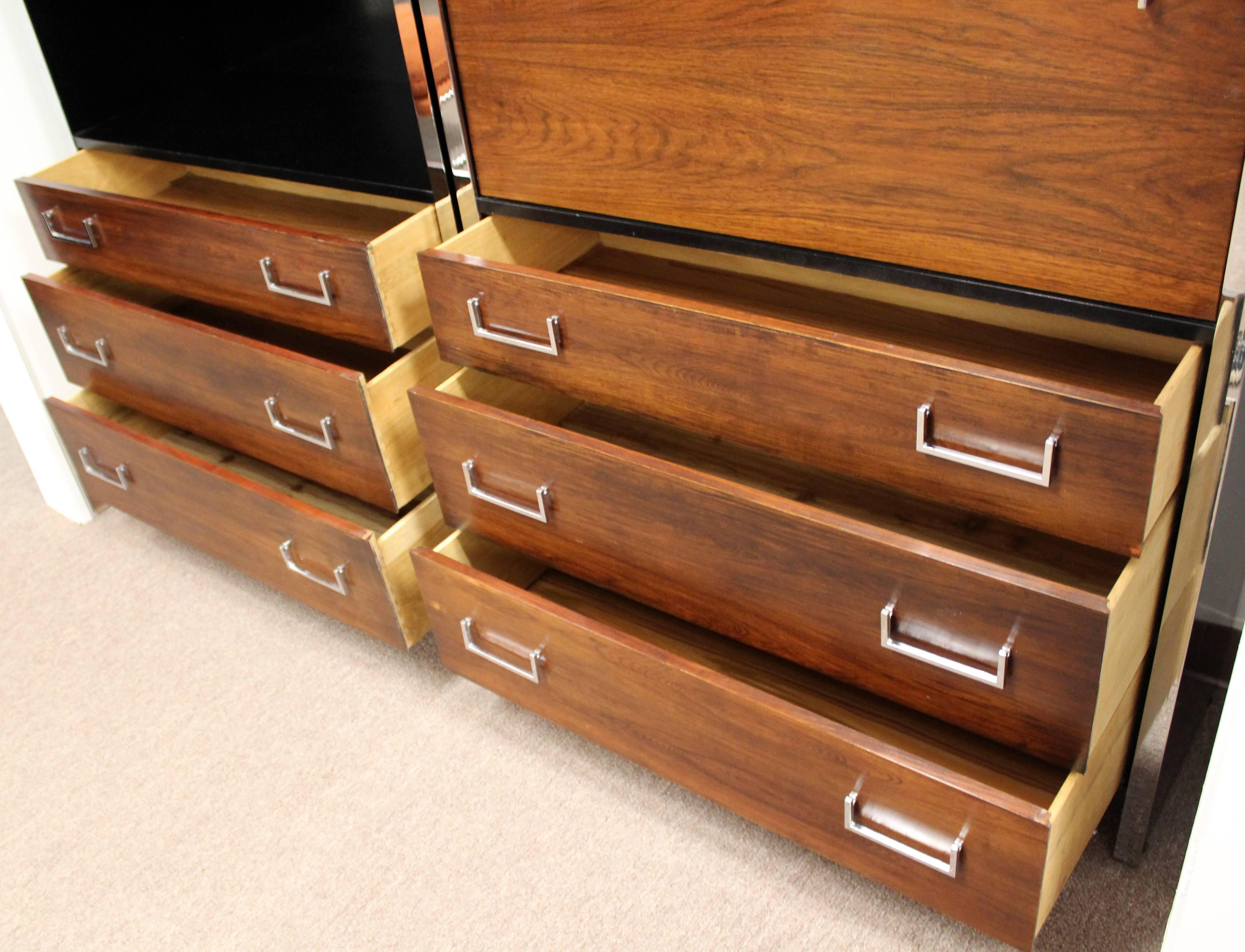 Mid-20th Century Mid-Century Modern Baughman for John Stuart Pair of Chrome Rosewood Cabinets