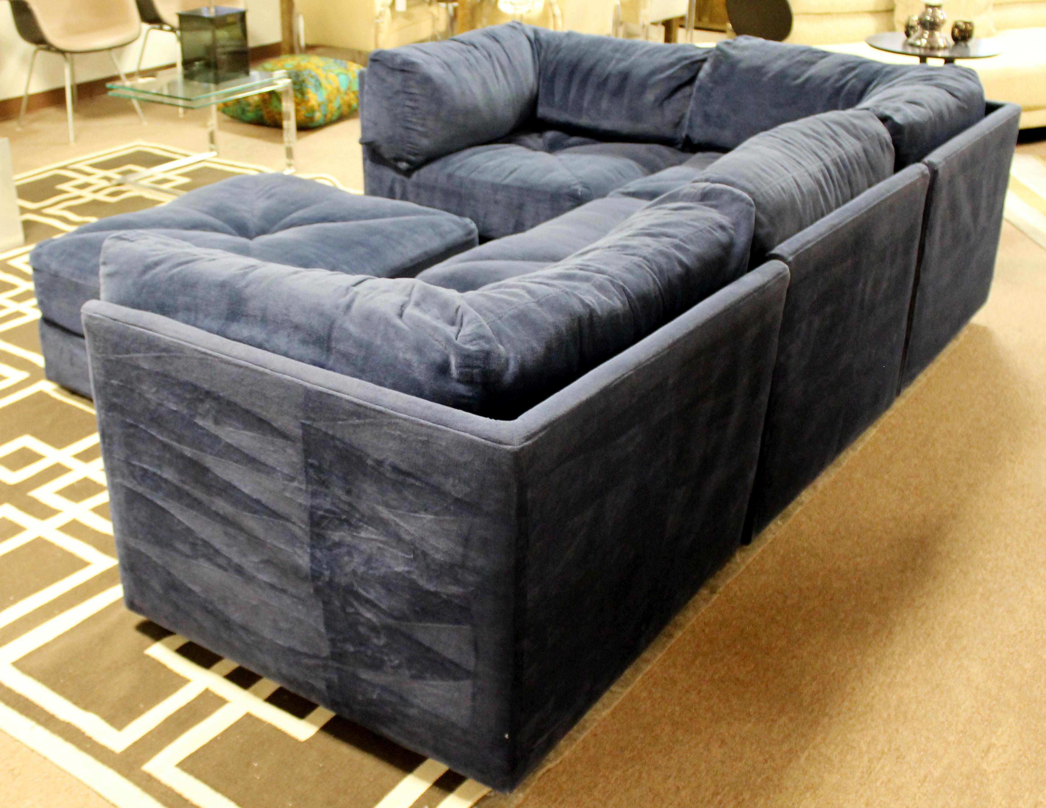 Late 20th Century Mid-Century Modern Baughman Modular Blue Sectional Sofa Conversation Pit, 1980s