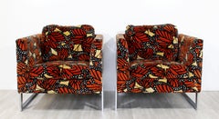 Mid-Century Modern Baughman Pair Chrome Club Armchairs Lenor Larsen Monarch