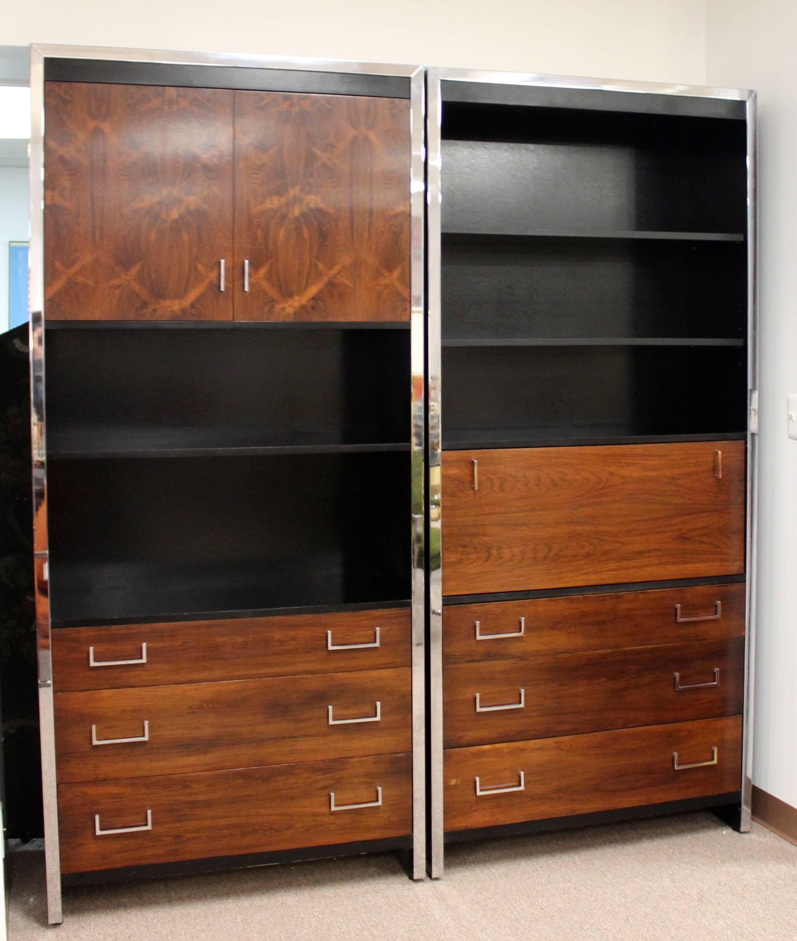 Mid-20th Century Mid-Century Modern Baughman Pair of Rosewood Cabinets and Campaign X Desk Set