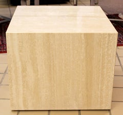 Mid-Century Modern Baughman Short Square Marble Side Table Cube on Wheels, 1960s