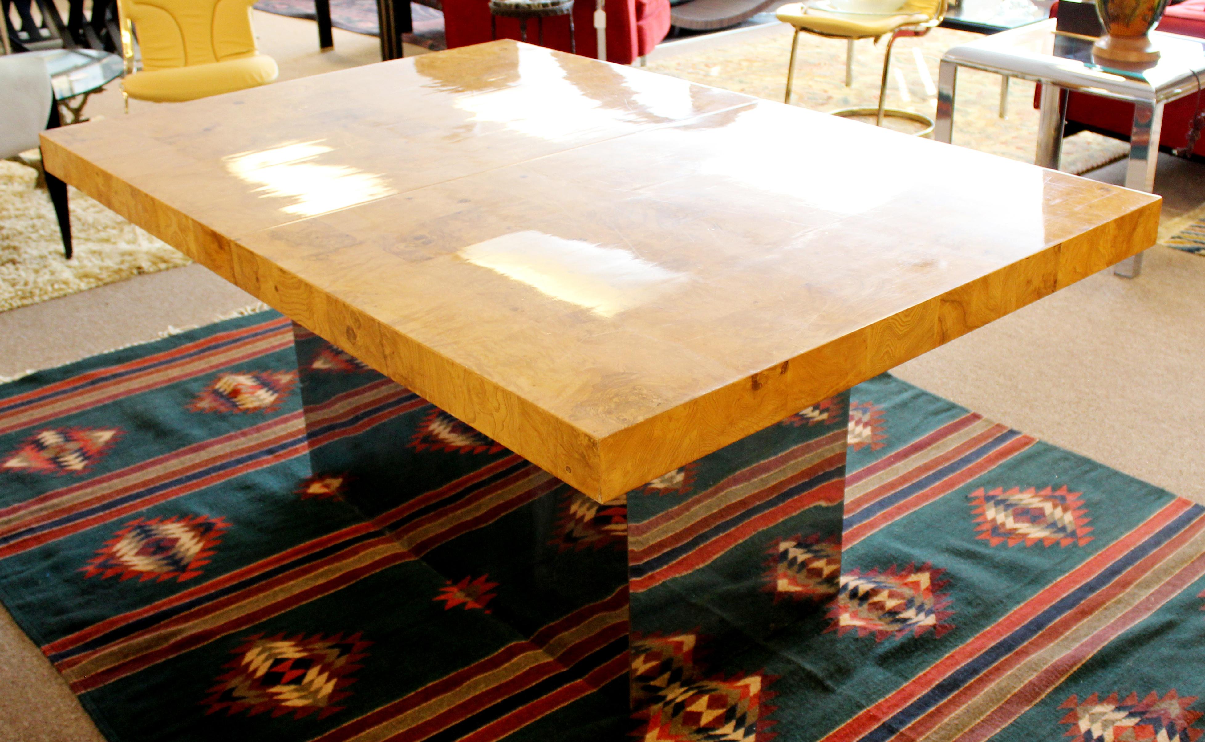 Mid-Century Modern Baughman Thayer Coggin Burl Wood on Chrome Dining Table 1970s In Good Condition In Keego Harbor, MI