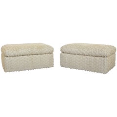 Mid-Century Modern Baughman Thayer Coggin Pair of Rolling Foot Stools Ottomans