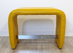 Mid-Century Modern Baughman Thayer Coggin Waterfall Bench Yellow Vinyl Chrome