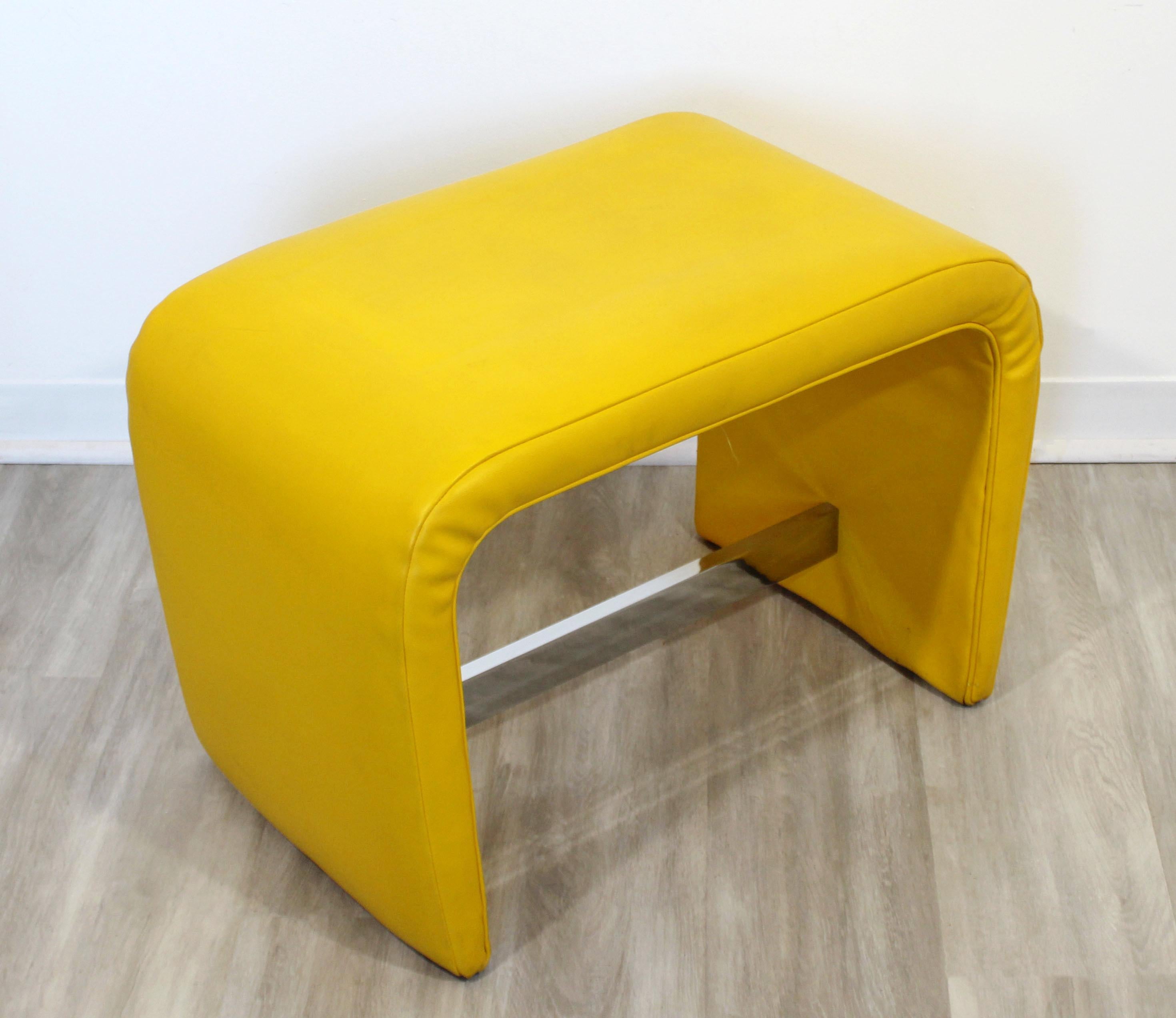 Mid-Century Modern Baughman Thayer Coggin Waterfall Bench Yellow Vinyl Chrome 1