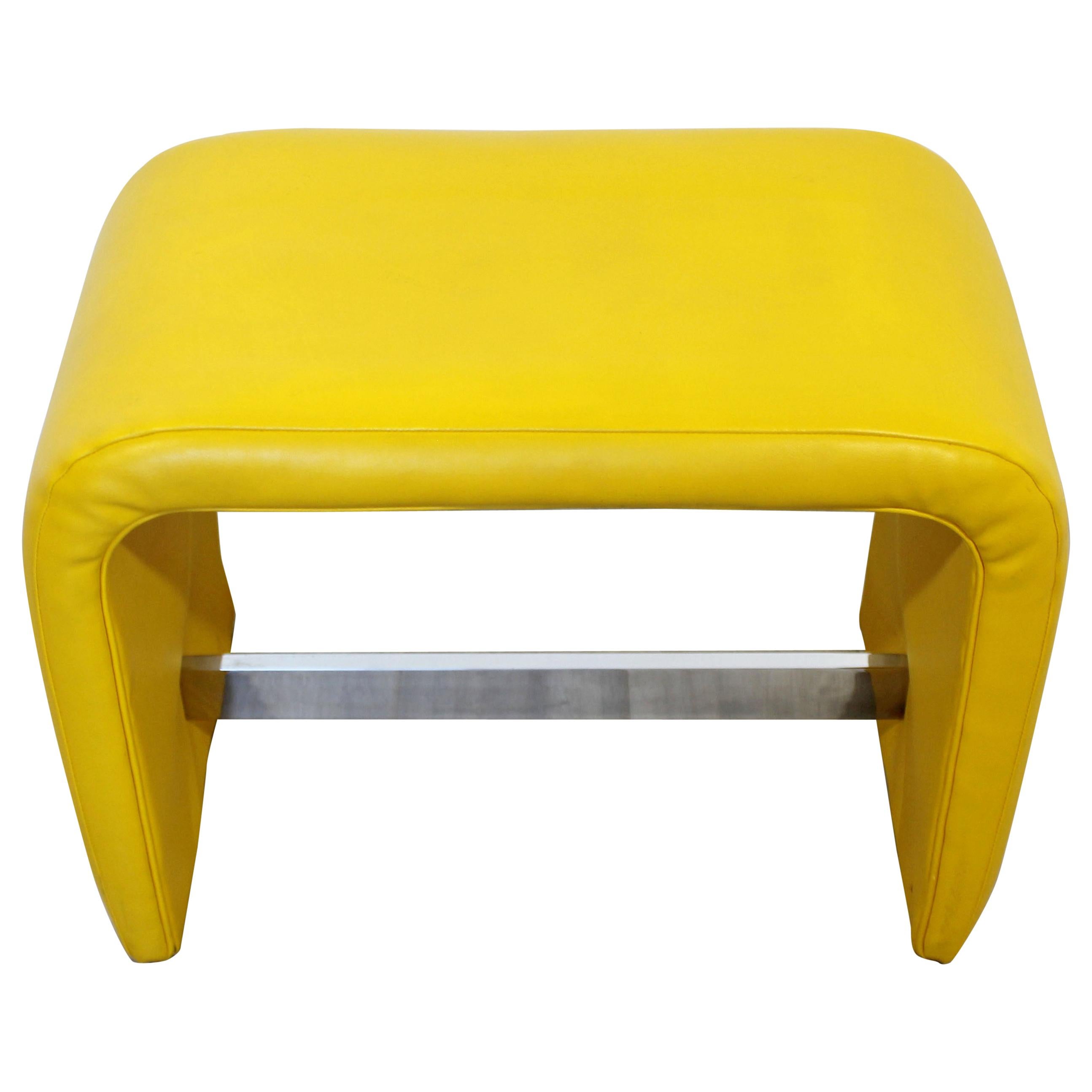 Mid-Century Modern Baughman Thayer Coggin Waterfall Bench Yellow Vinyl Chrome