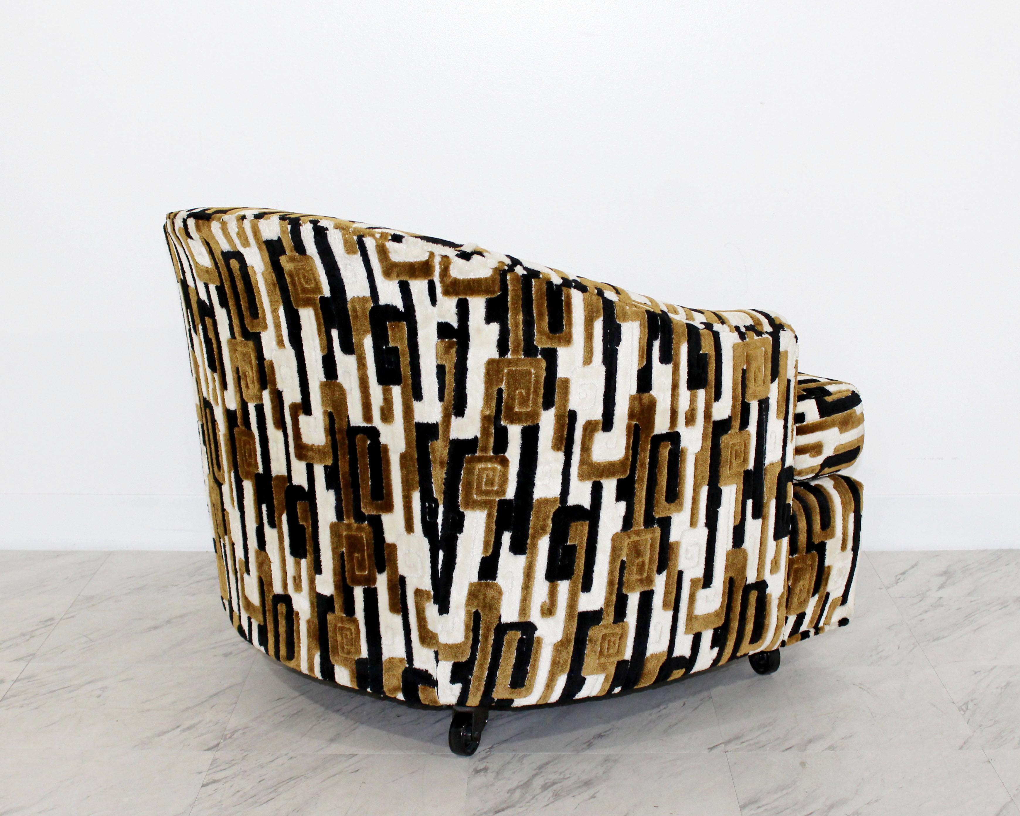Velvet Mid-Century Modern Baughman Tub Lounge Chair Lenor Larsen Fabric 1970s