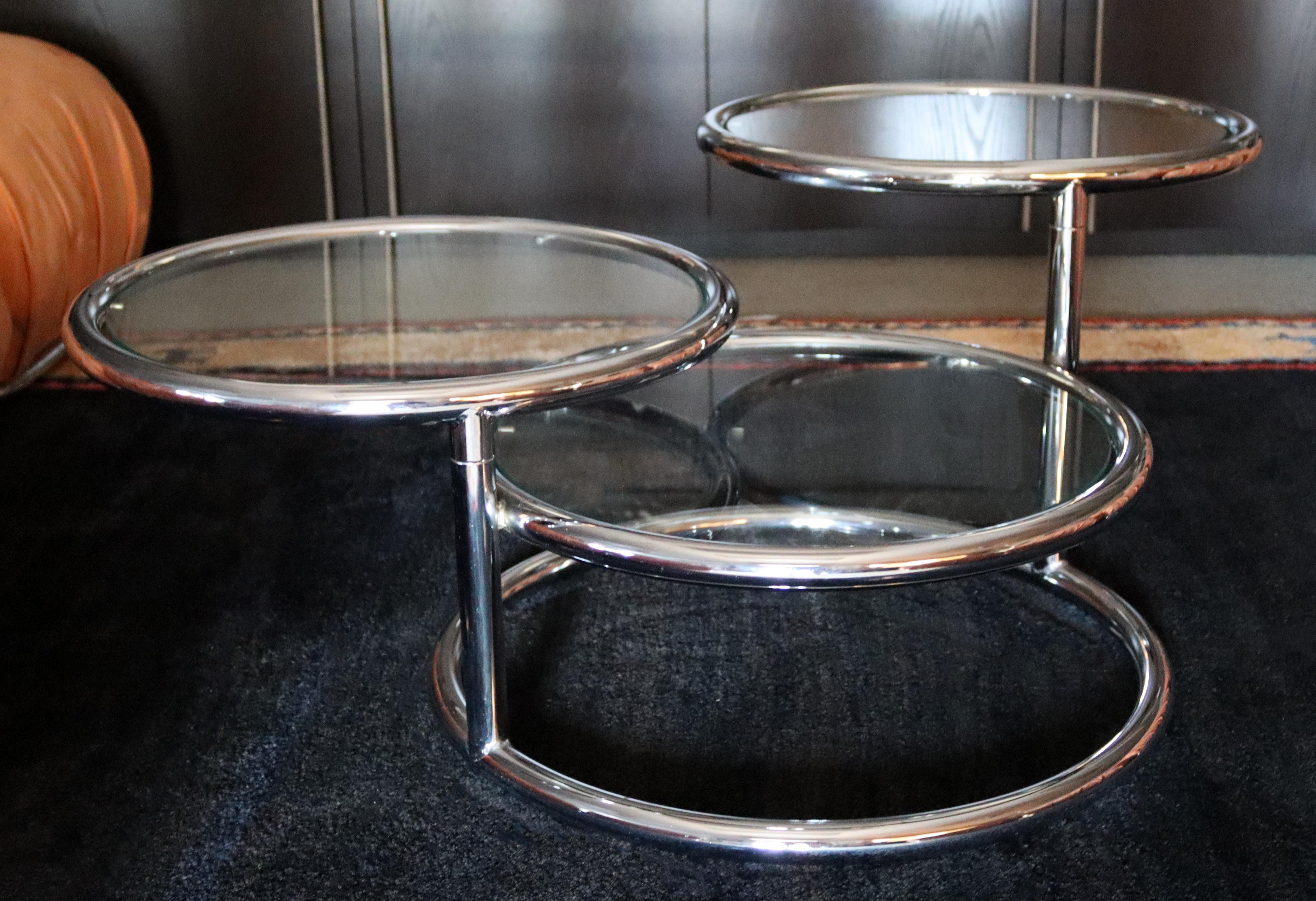 Mid-Century Modern Baughman Tubular Chrome & Glass Tiered Coffee Table 1970s 6