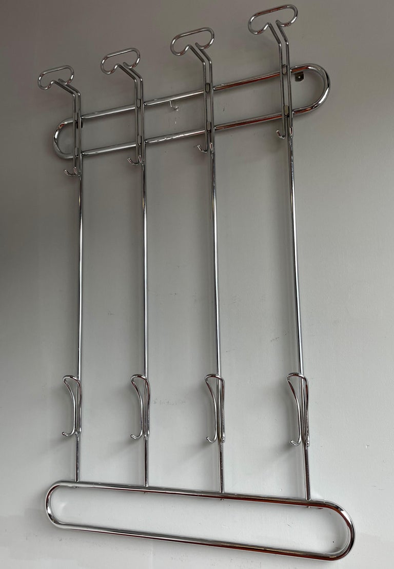 MidCentury Modern Bauhaus Style Chrome Wall Coat Rack and Flush Mount