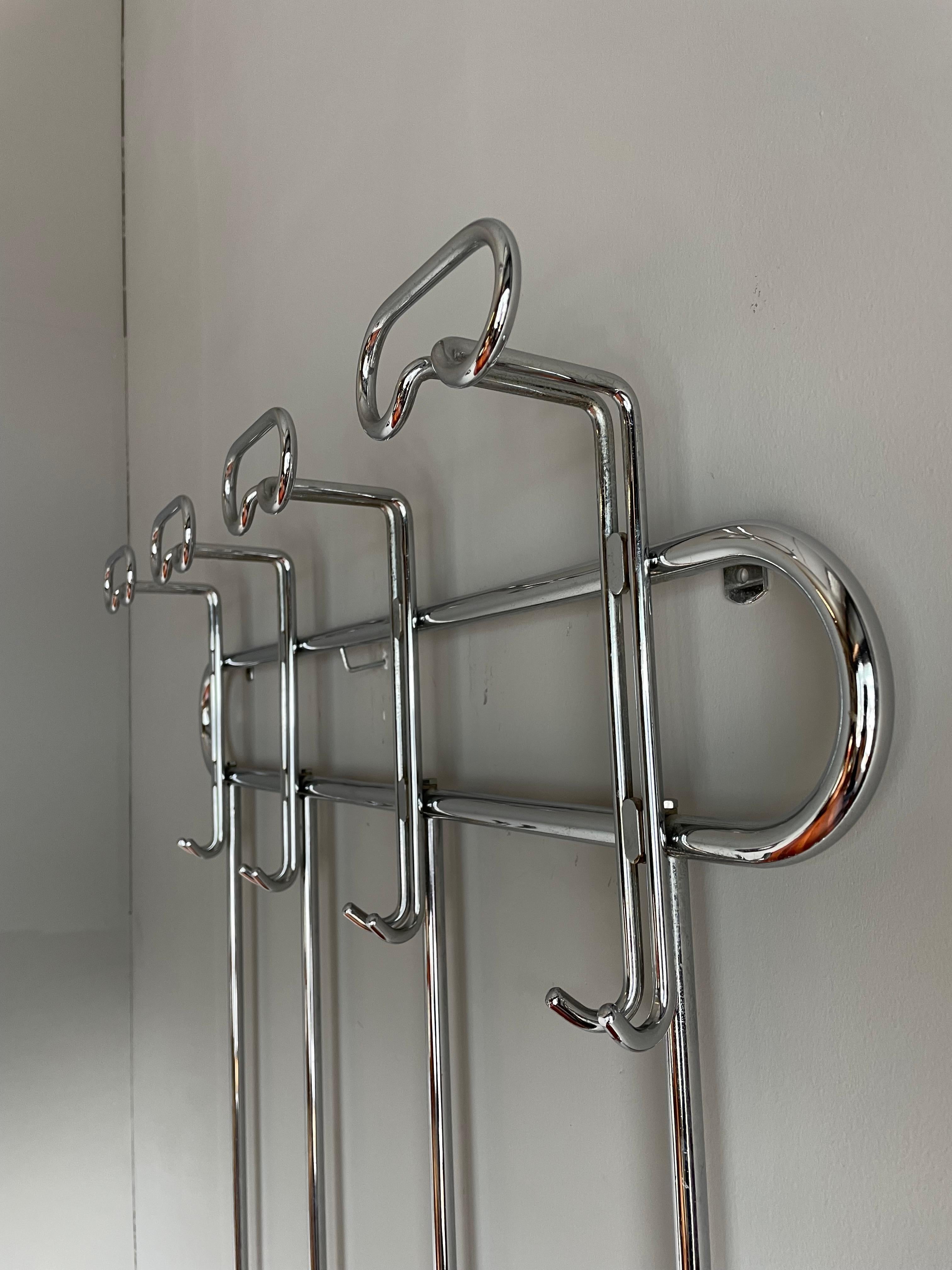 Mid-Century Modern Bauhaus Style Chrome Wall Coat Rack & Flush Mount by Hustadt For Sale 2