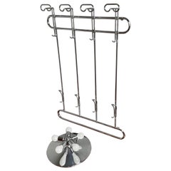 Vintage Mid-Century Modern Bauhaus Style Chrome Wall Coat Rack & Flush Mount by Hustadt