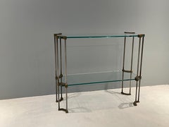 Mid-Century Modern Bauhaus Style Clamped Glass & Aged Brass 'T36' Table